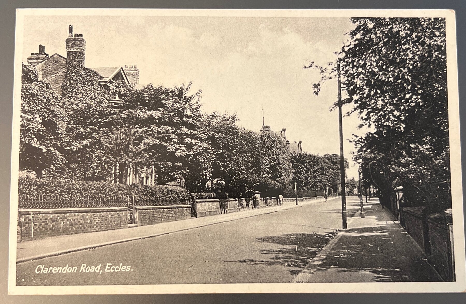 Postcard 1945 Clarendon Road Eccles Lancashire England Street View Unused