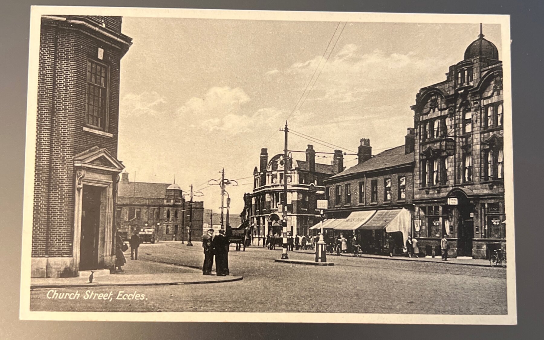 Postcard Church Street Eccles Lancashire England Real Photo c1910s RPPC