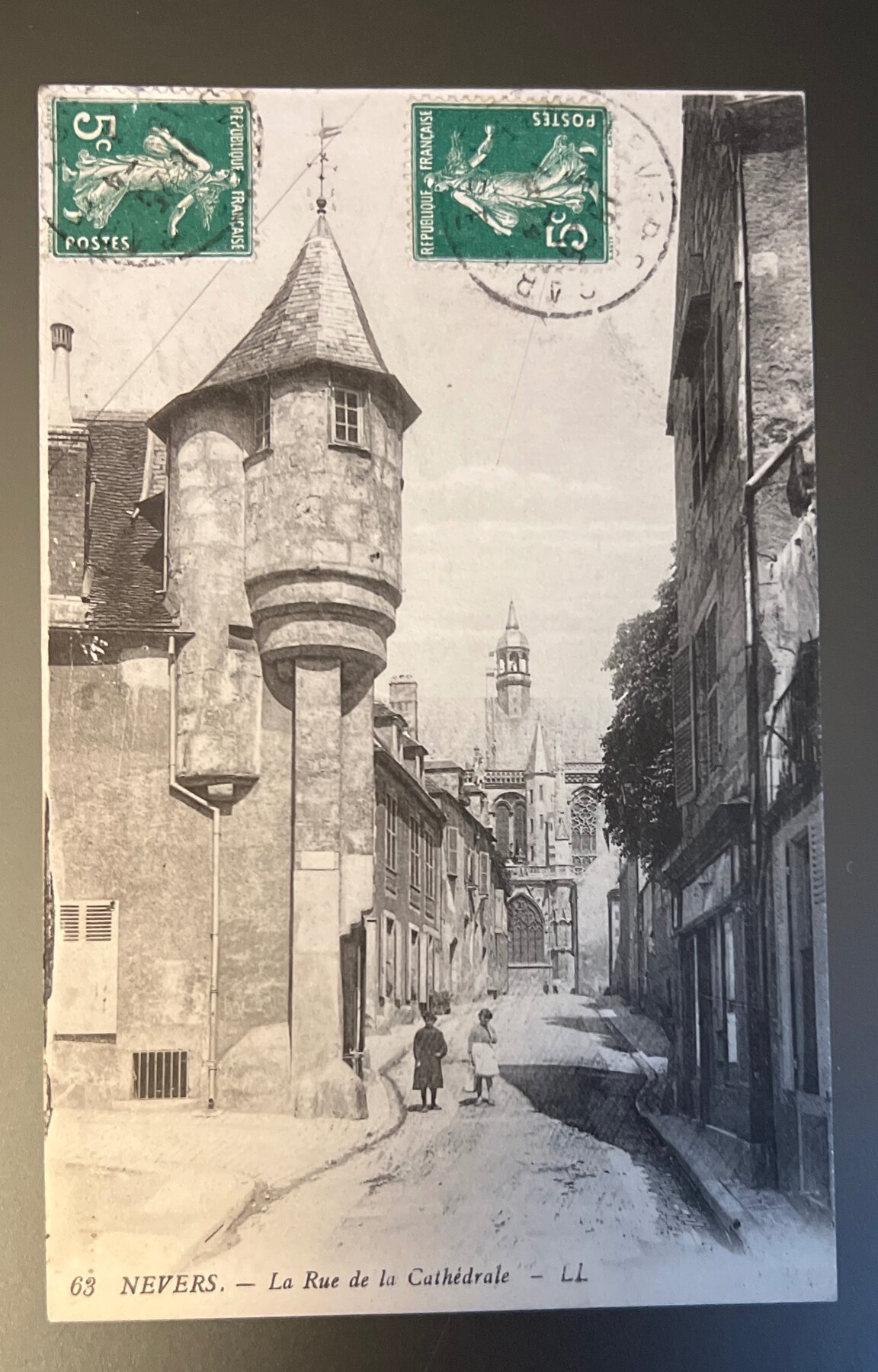 Postcard 1910 France Nevers Rue de la Cathédrale Used Sent to Vienna
