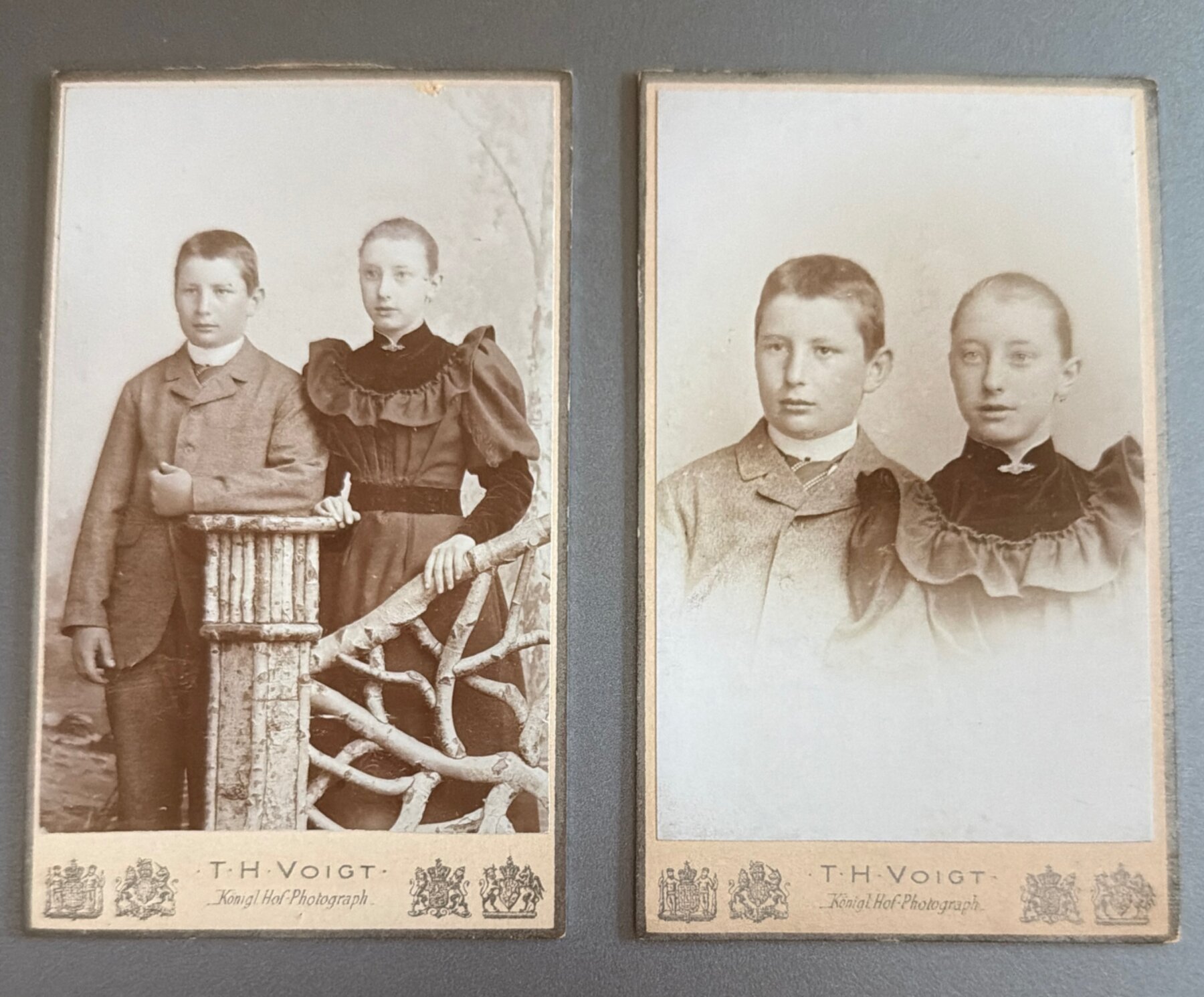 Postcard 1890s CDV Cabinet Card Children T.H. Voigt Homburg Germany Photo