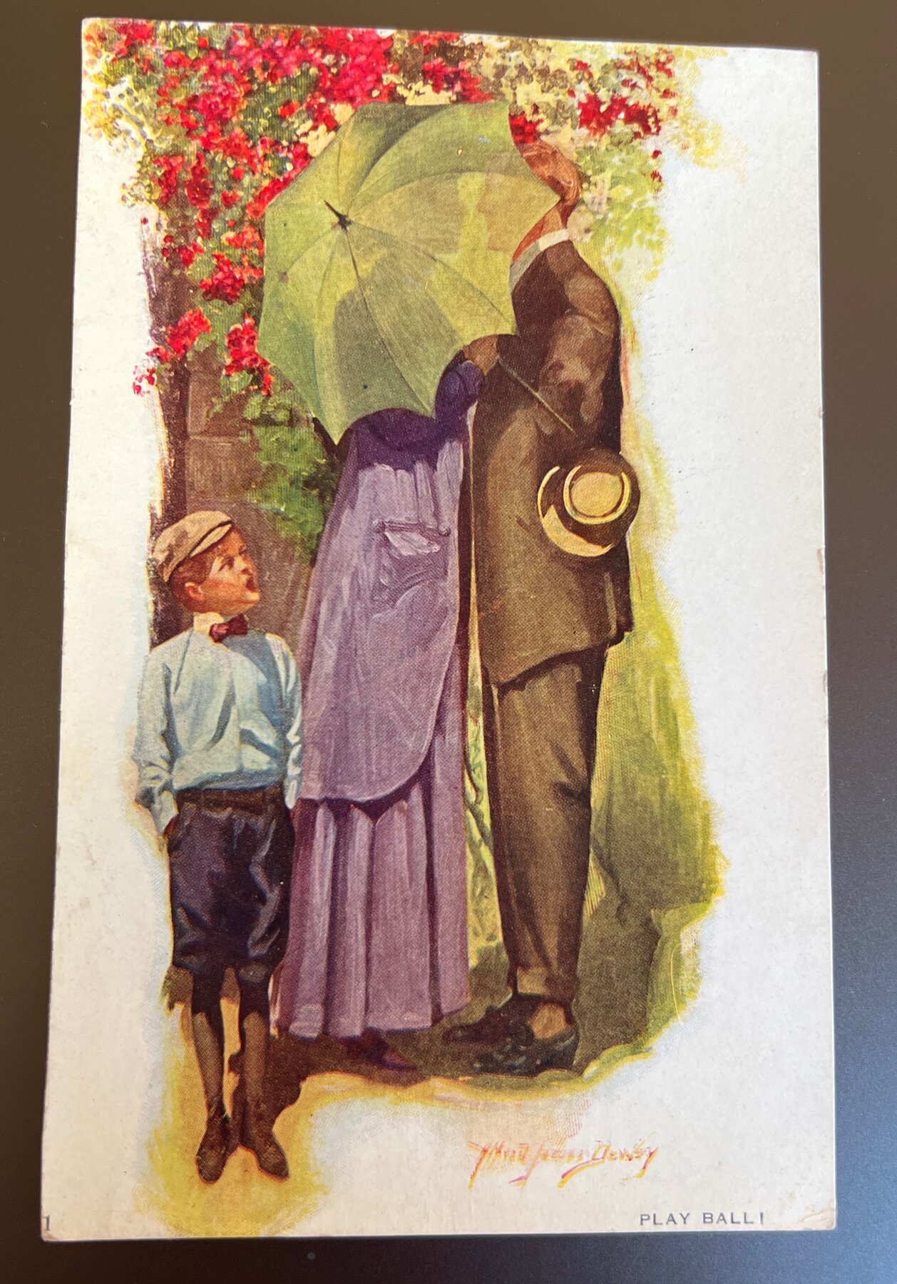 Postcard 1905 Philip Boileau Play Ball Boy Courting Couple Dodson Art Unused
