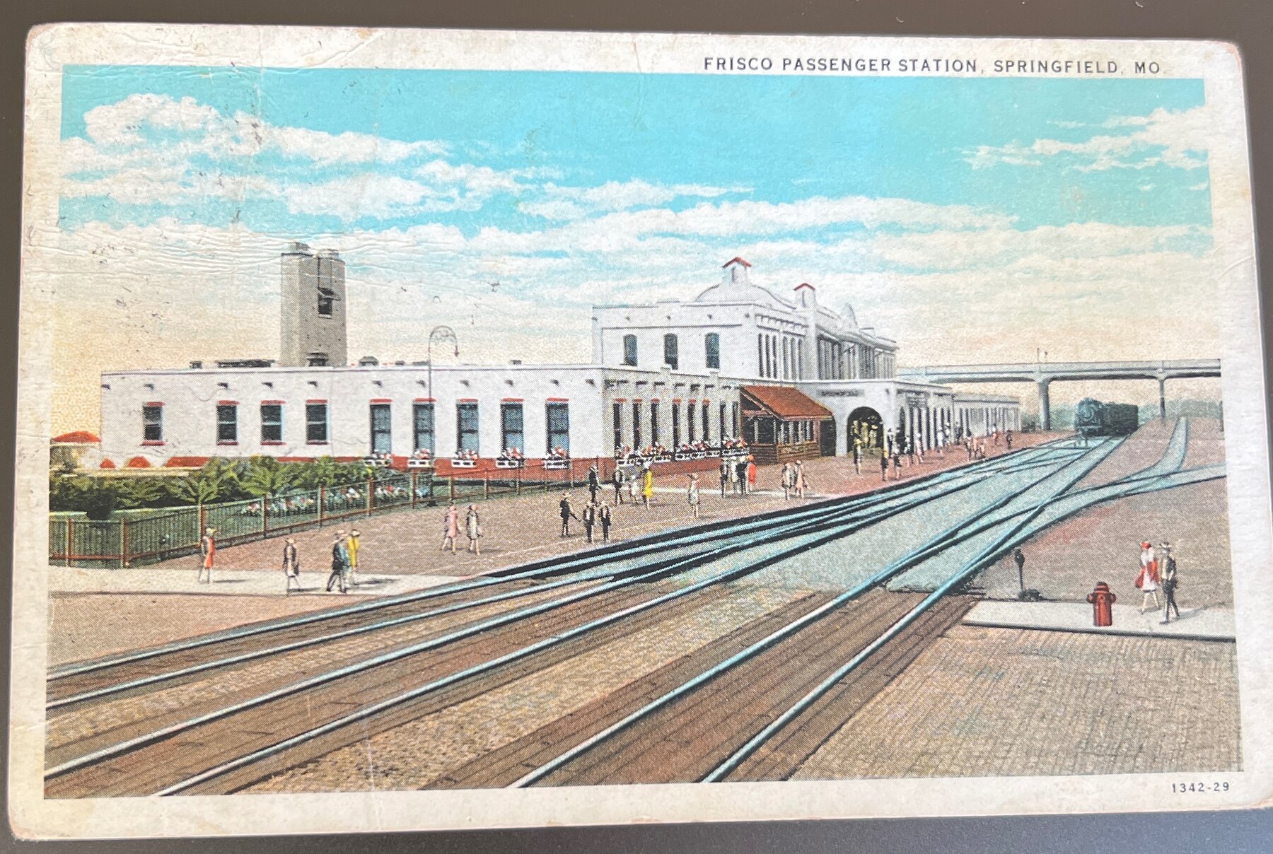 Postcard 1937 Frisco Passenger Station Springfield MO Linen Used