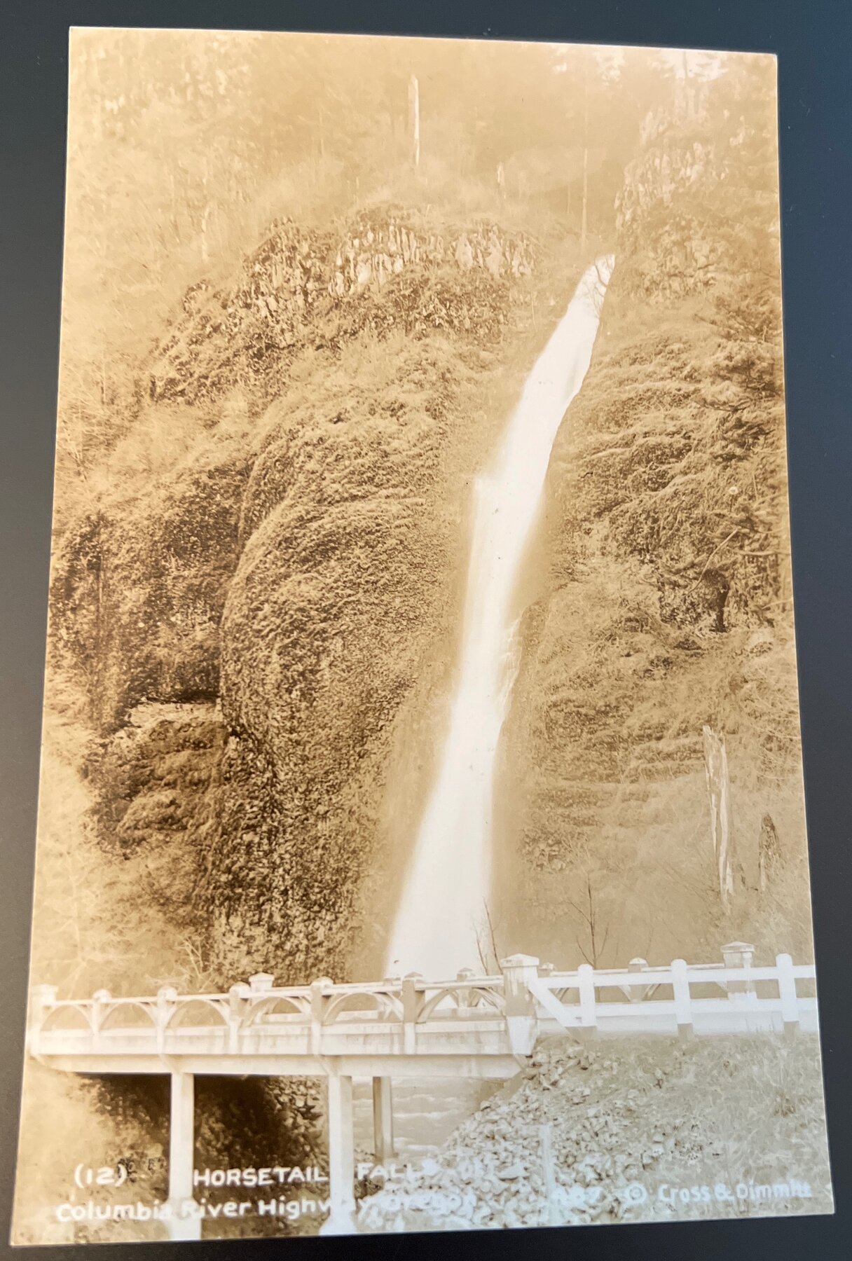 RPPC Horsetail Falls Columbia River Highway Oregon Postcard Cross & Dimmitt