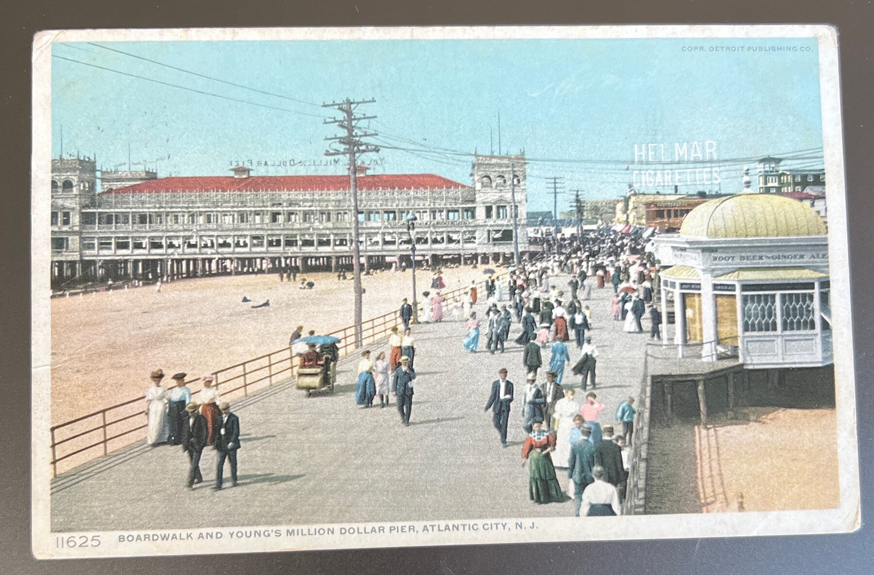 Postcard 1910 Atlantic City NJ Boardwalk Young's Million Dollar Pier Phostint
