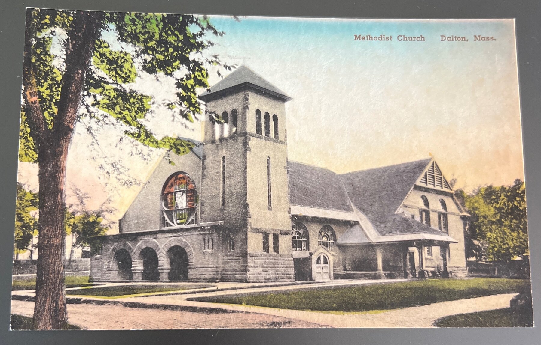 Dalton MA Methodist Church Postcard c.1910 Handcolored Albertype Undivided