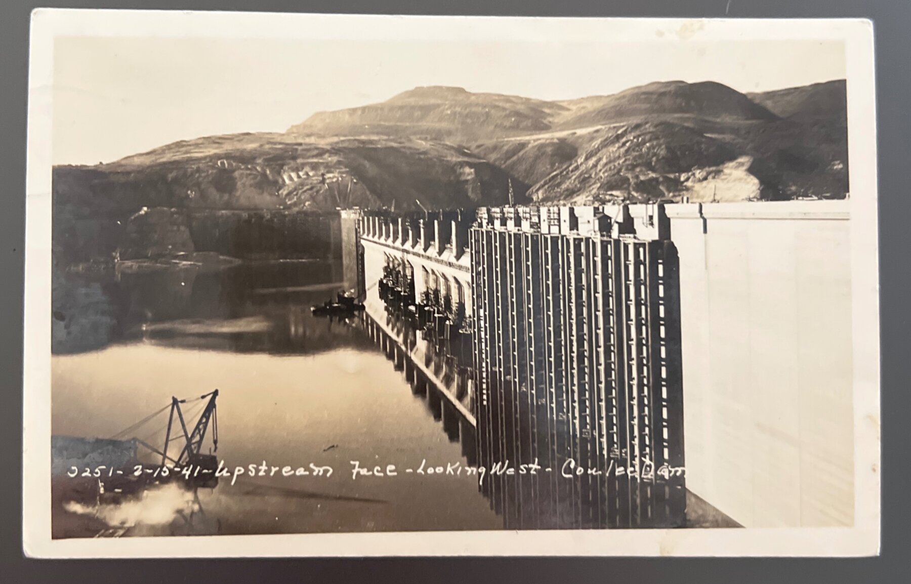 RPPC Grand Coulee Dam Construction 1941 Upstream Face Postcard WA