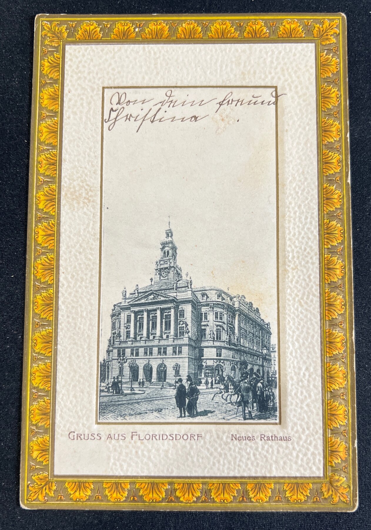 Postcard 1902 Gruss aus Floridsdorf Austria Neues Rathaus Embossed UDB