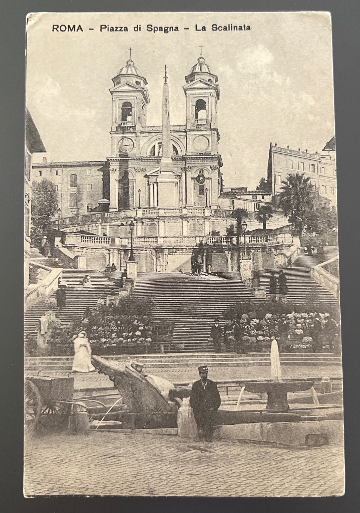 Postcard 1918 Roma Piazza di Spagna Spanish Steps WWI Italy to USA