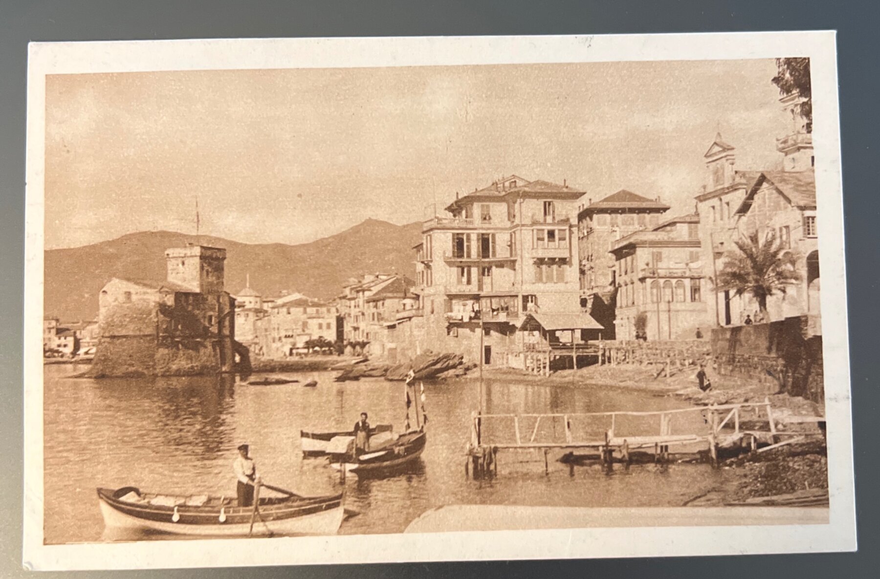 Postcard 1925 Rapallo Italy Harbor Panorama Rotogravure Sent to Dresden