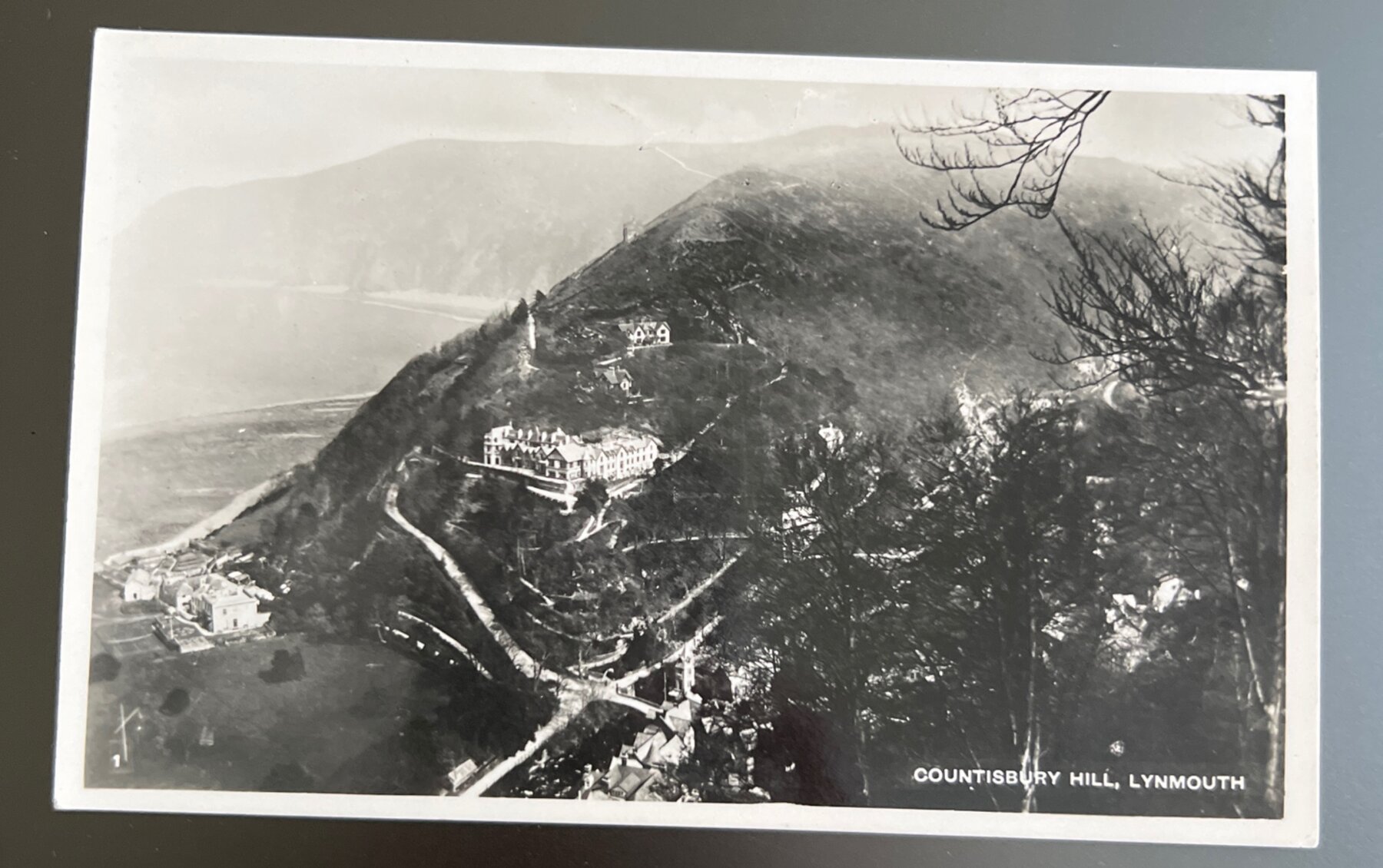 Postcard RPPC Countisbury Hill Lynmouth Devon England Aerial View c1920s