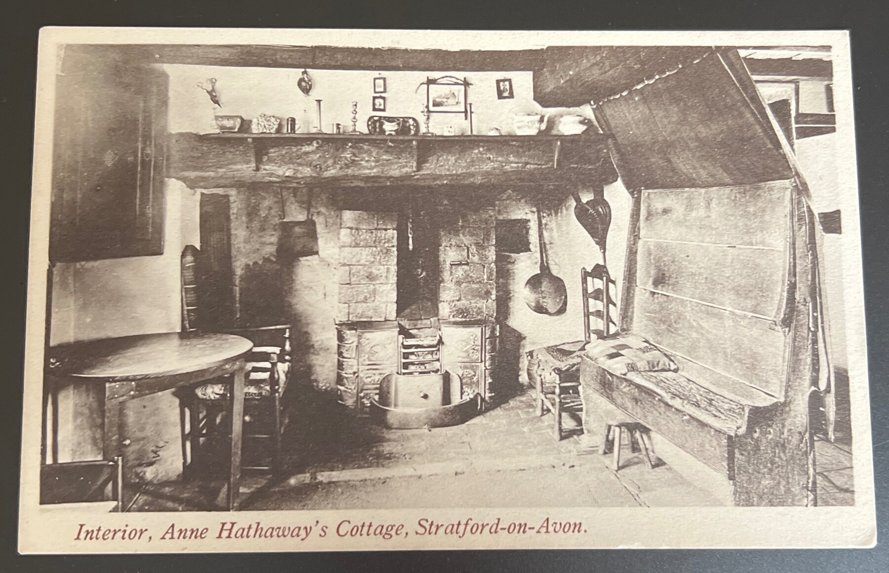 Postcard 1902 Anne Hathaway's Cottage Interior Stratford-on-Avon England