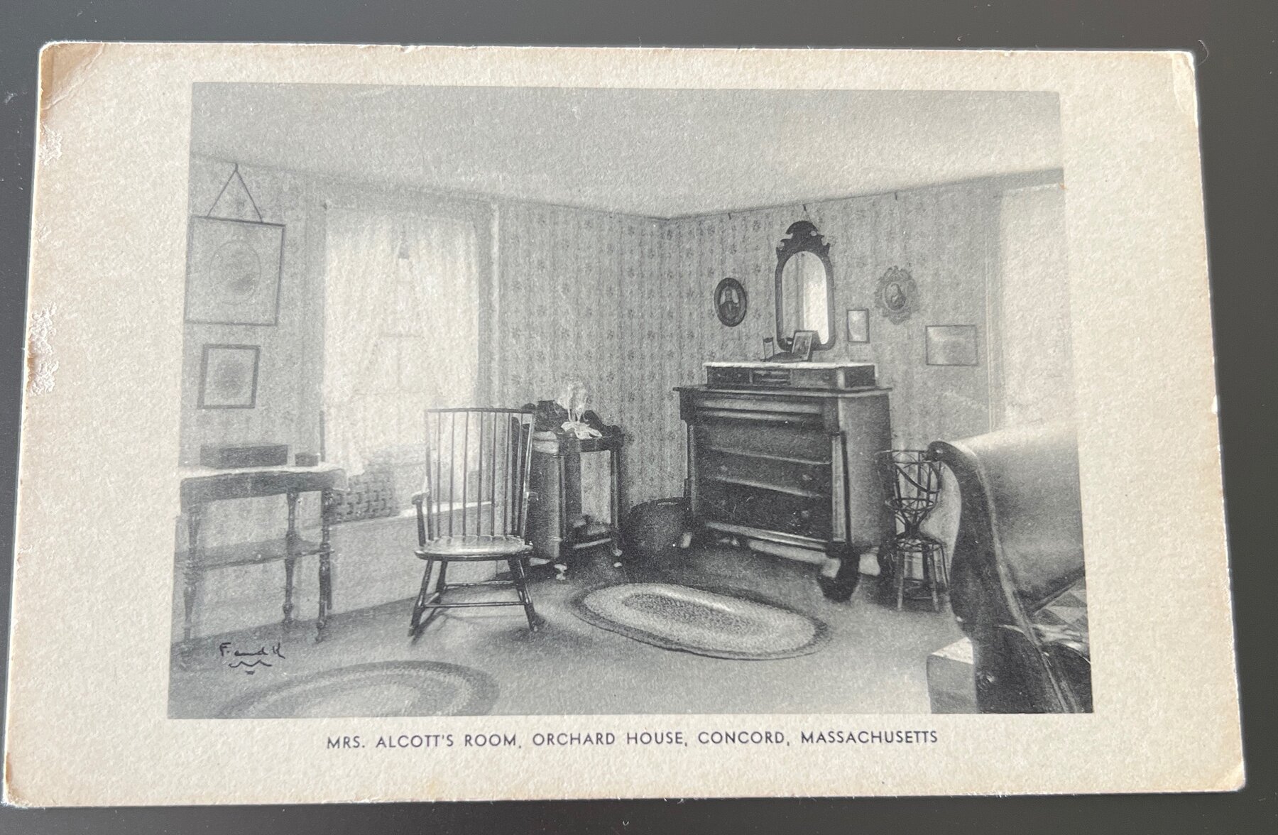Postcard 1910 Mrs Alcott Room Orchard House Concord MA Maynard Workshop