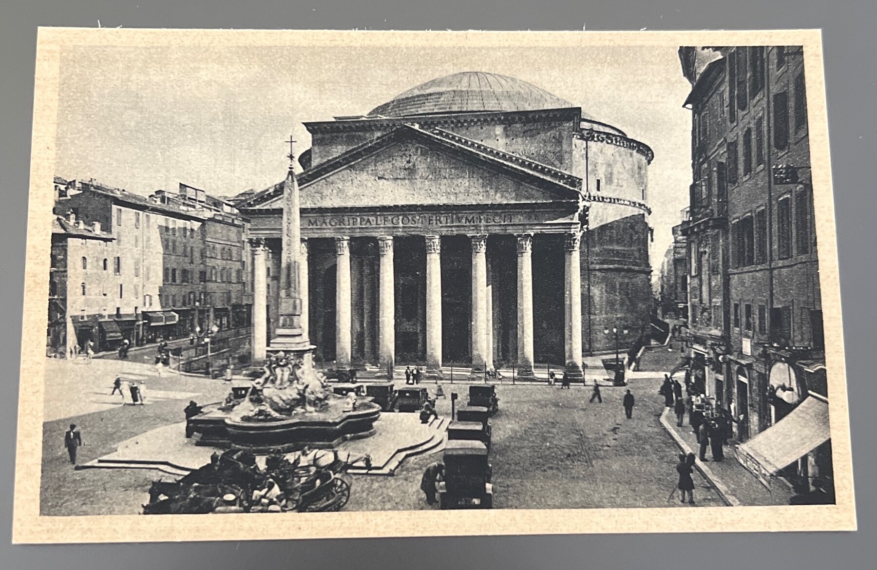 Postcard 1934 Roma Pantheon Linen Cecami Italy Agrippa Fountain Square View