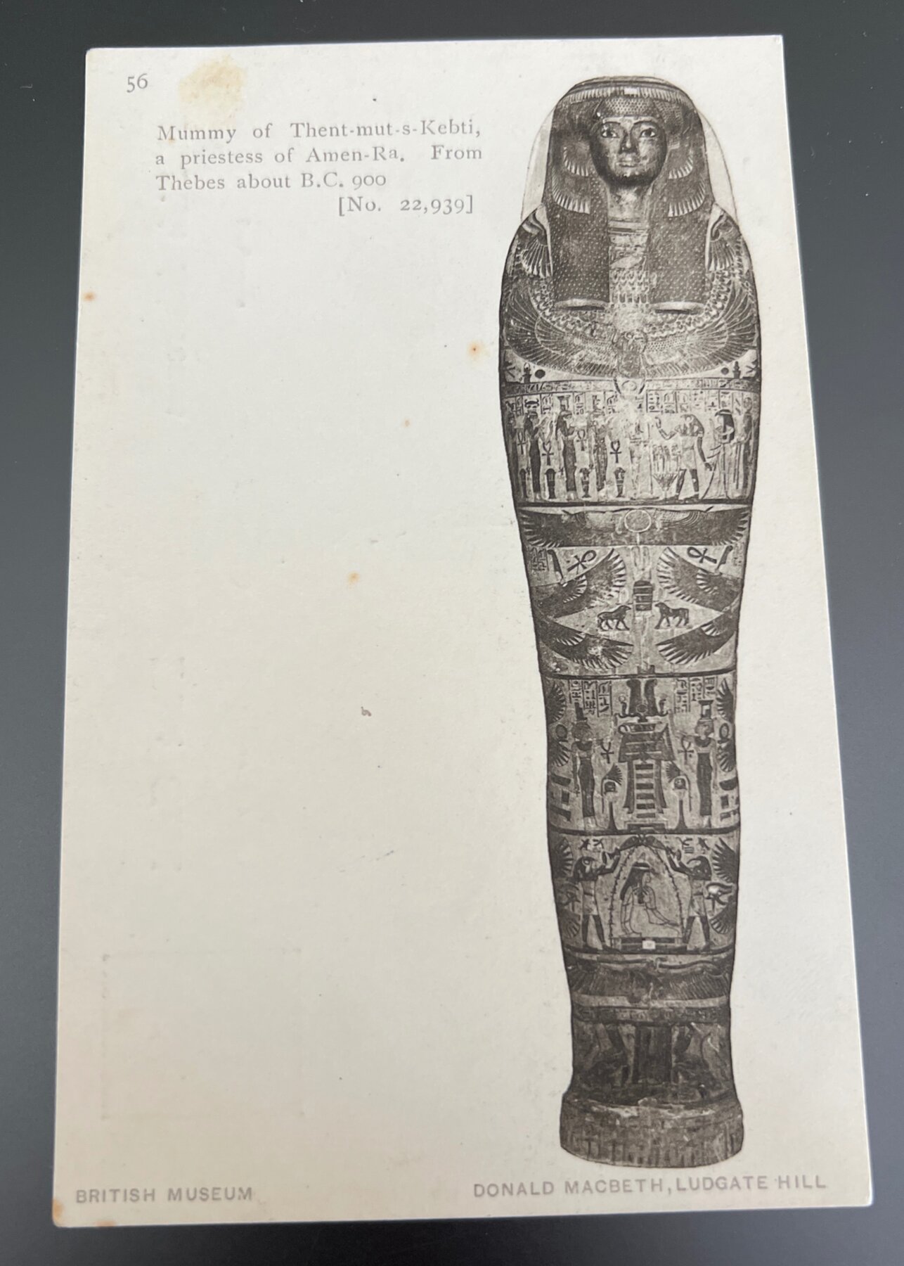 Postcard 1900s British Museum Mummy Thent-mut-s-Kebti Priestess Amen-Ra RPPC