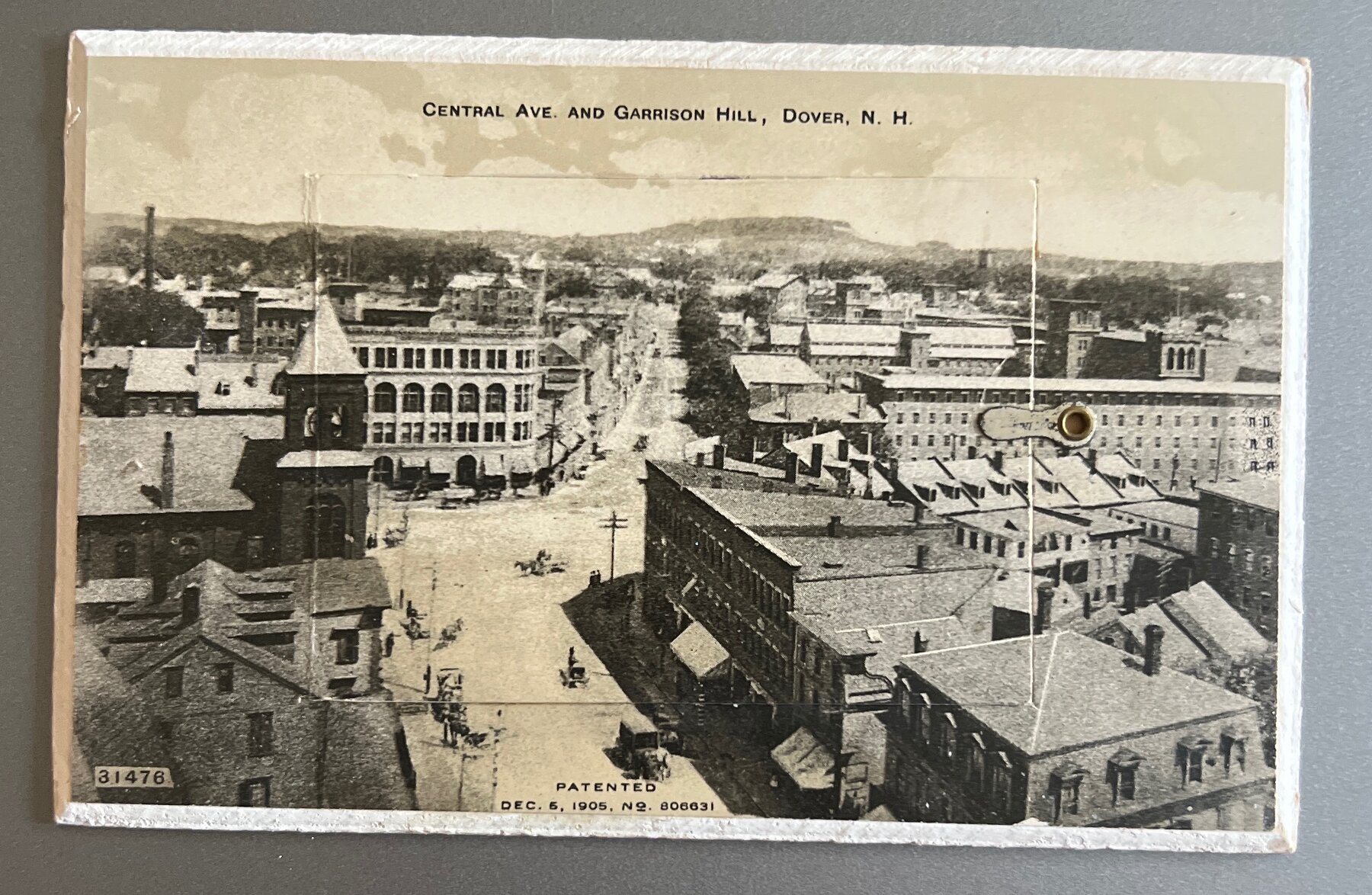 Postcard Dover NH Central Ave Garrison Hill 1905 Patented Pull-Out Rotograph