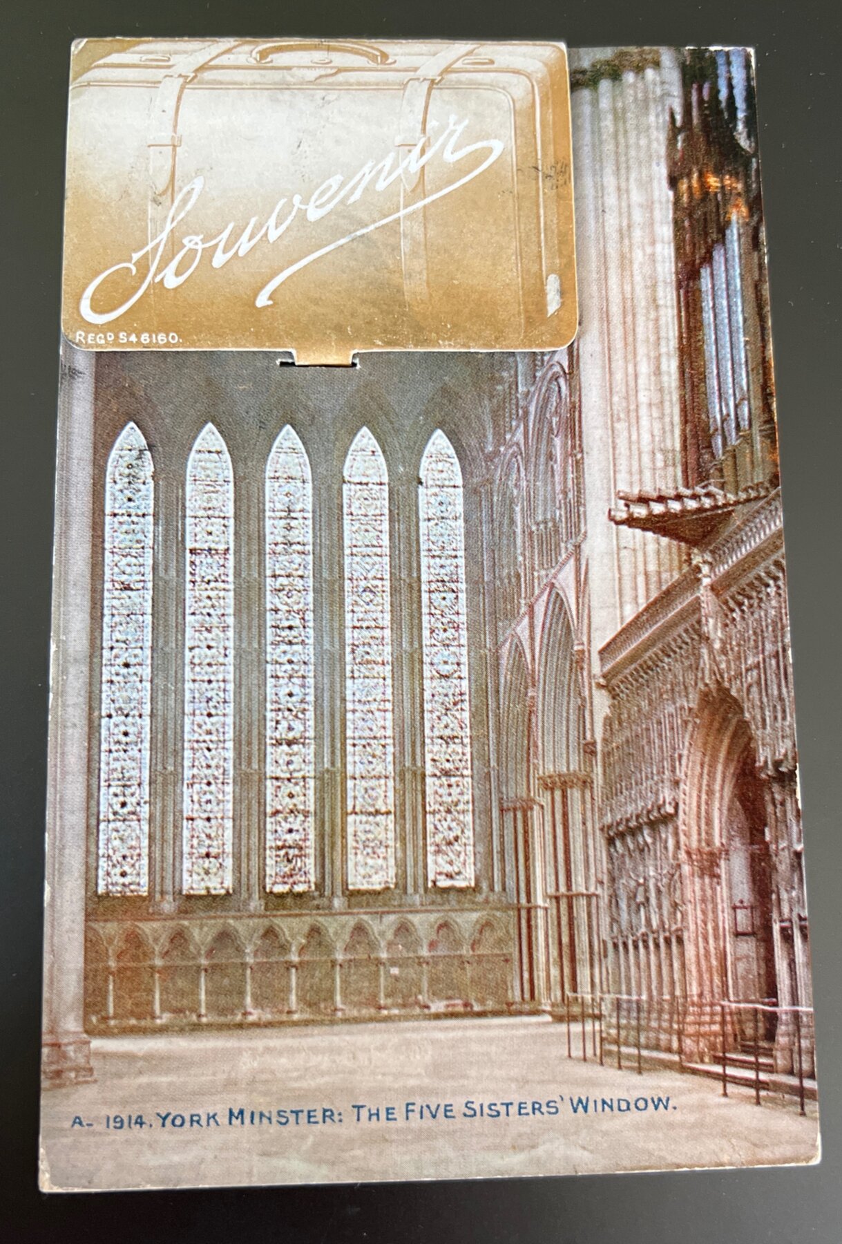 Postcard York Minster Five Sisters Window Souvenir Fold-Out 1910s Used UK