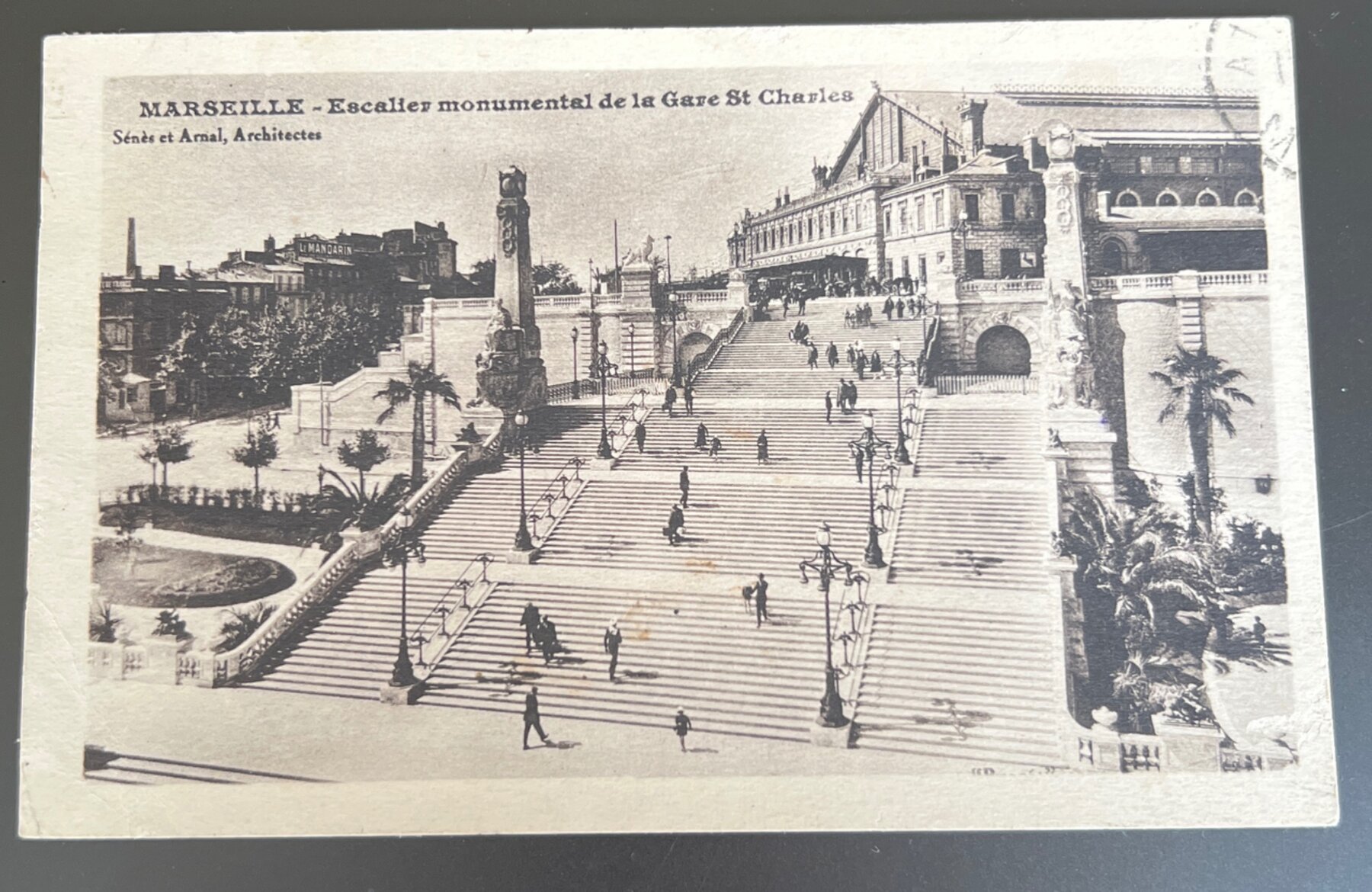 Postcard 1932 Marseille Gare St Charles Monumental Staircase France Mailed