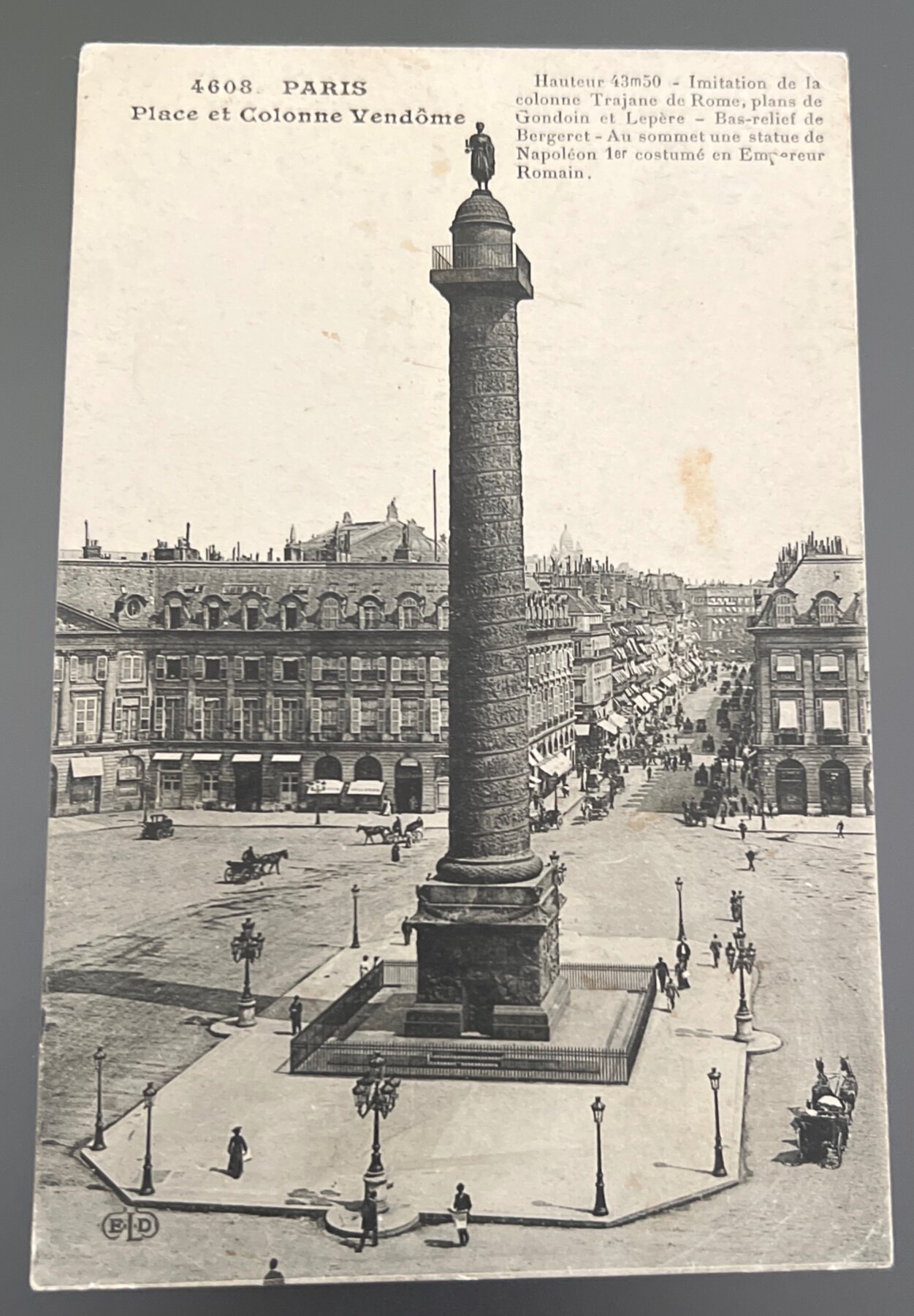 Postcard 1909 Paris Place Colonne Vendôme Stamp Austria Semeuse France