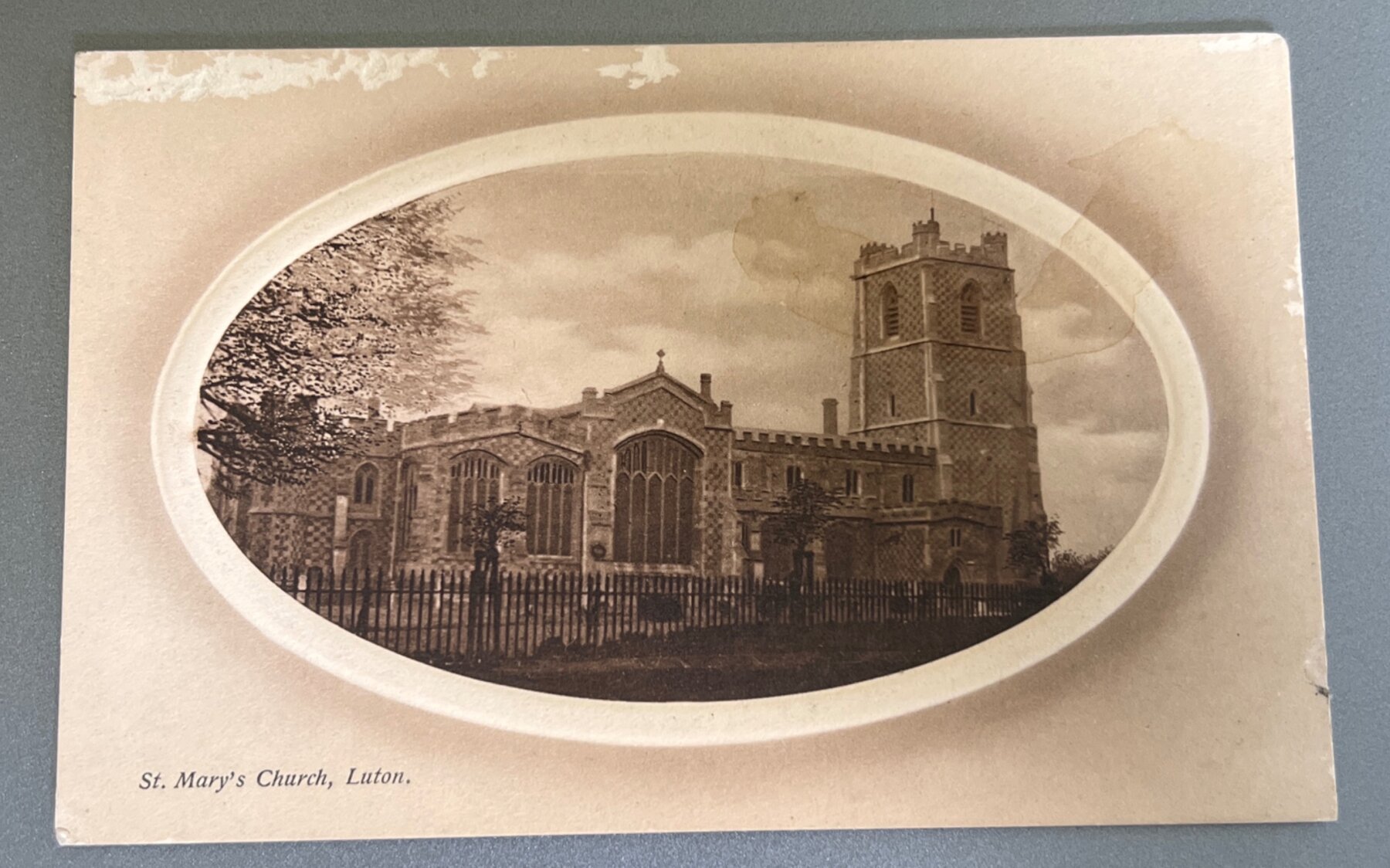 Postcard St. Mary's Church Luton England RPPC Oval Vignette c1905