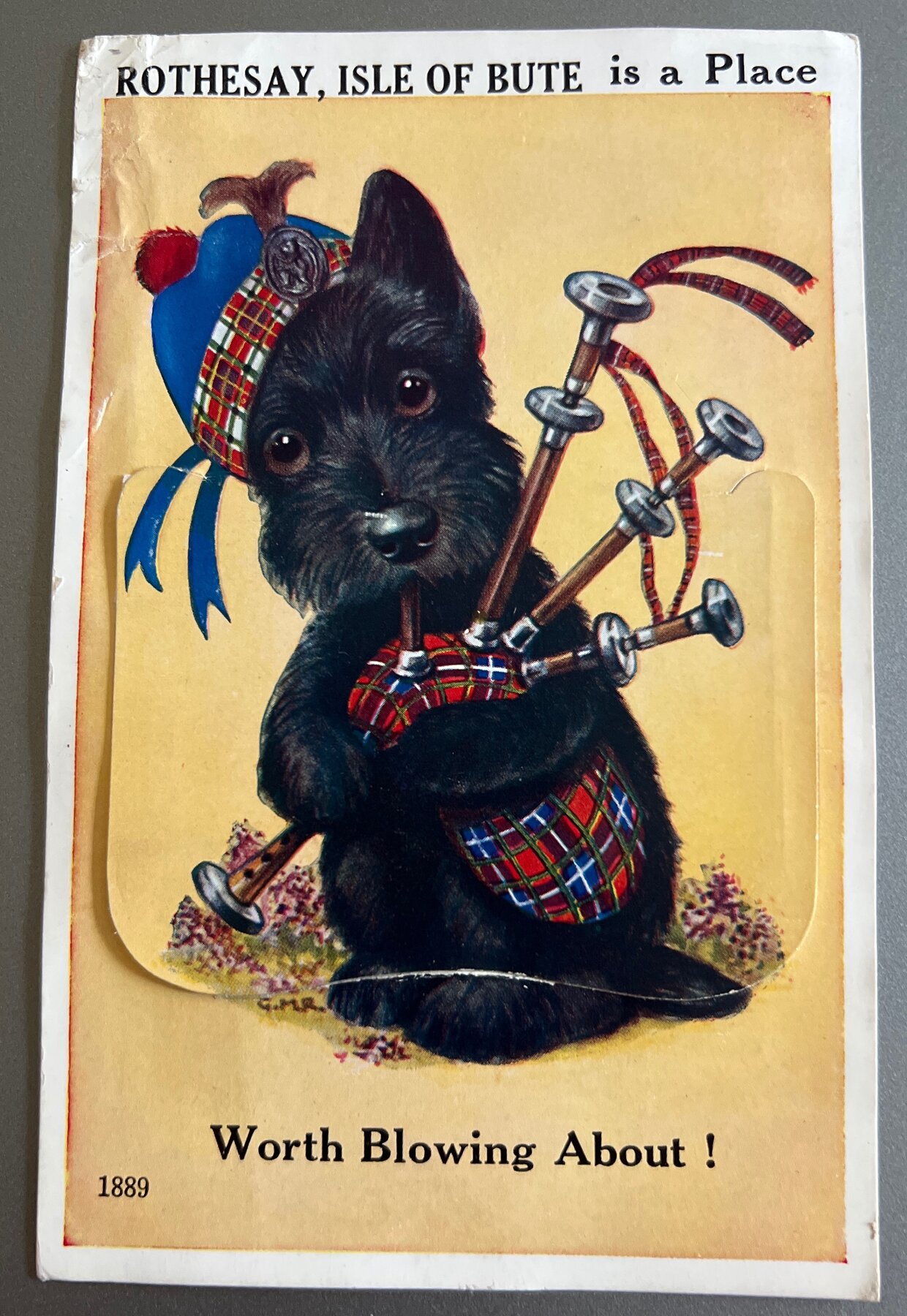 Postcard Rothesay Isle of Bute Scotland Scotty Dog Novelty Pull-Out 1955 Used