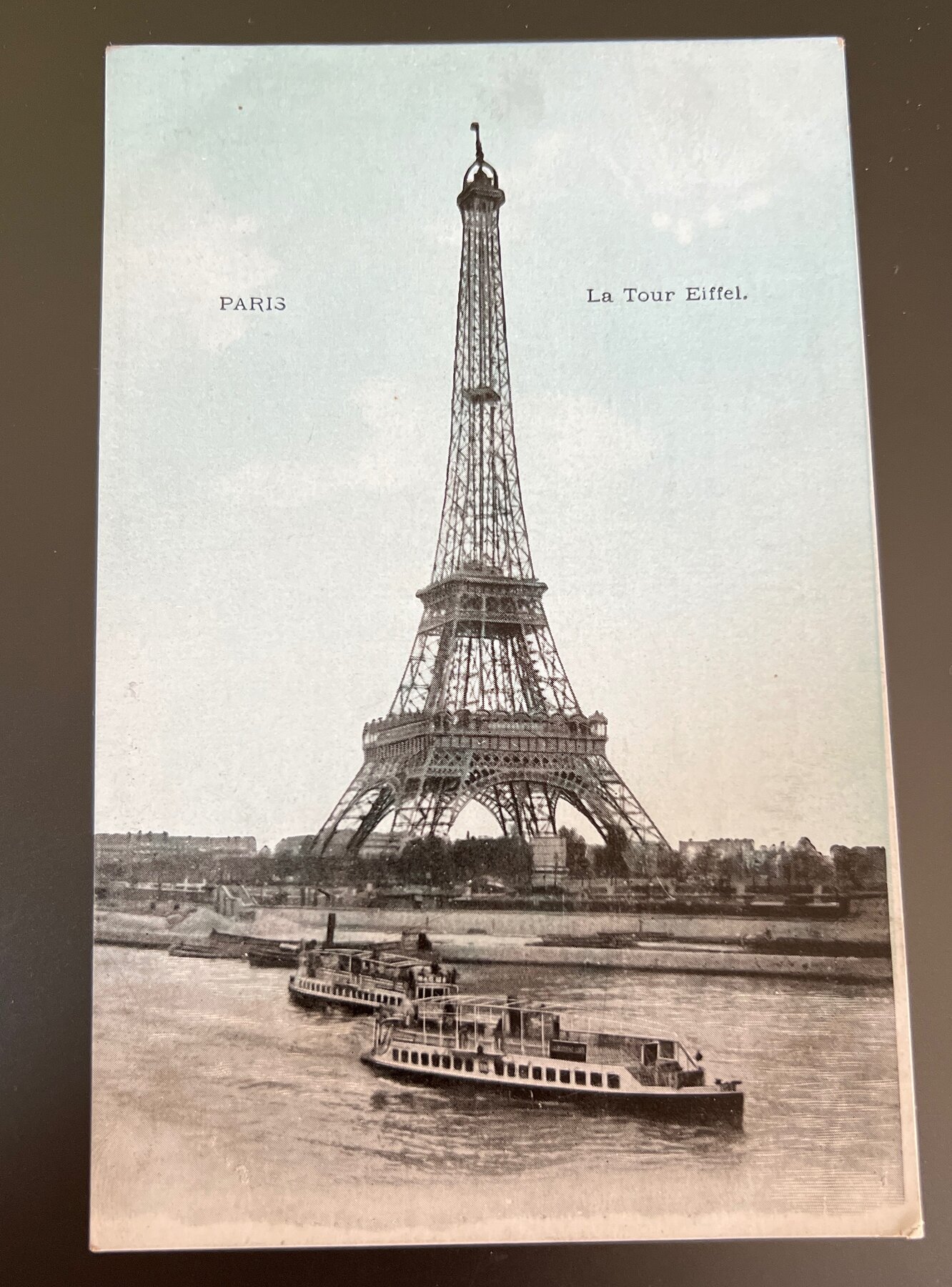 Postcard c1900 Paris La Tour Eiffel Eiffel Tower Seine River Boats France