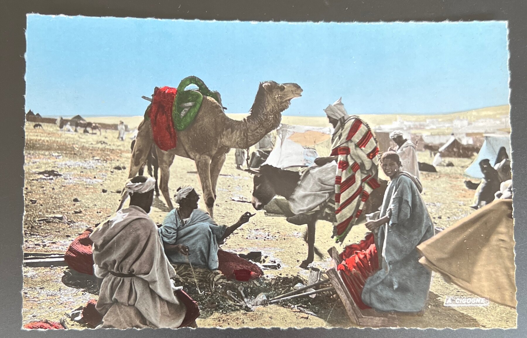 Postcard 1950 Morocco Scenes et Types Un Forgeron Camel Camp La Cigogne Chrome