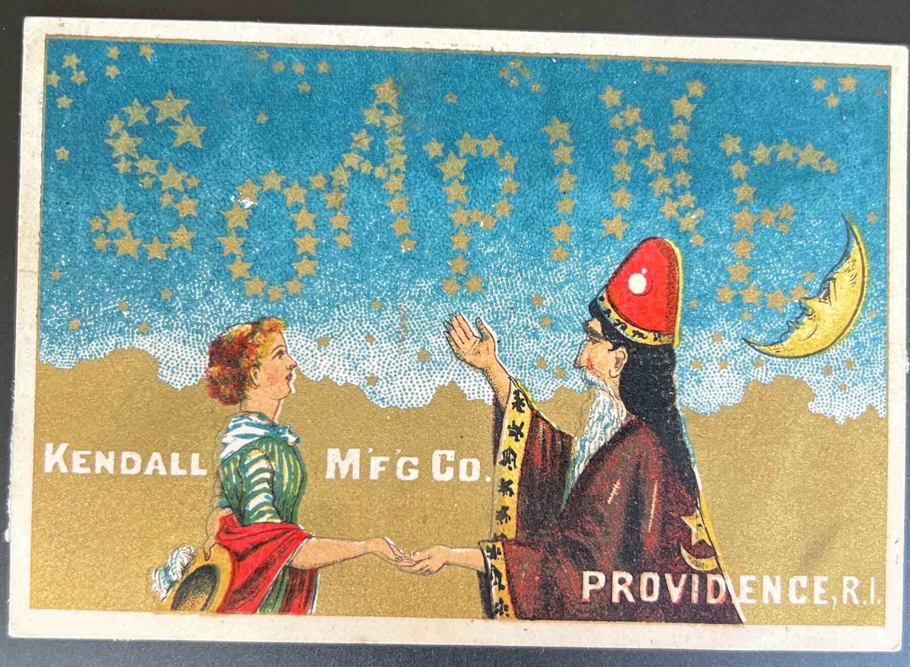 Kendall Mfg Co Soapine Trade Card 1880s Providence RI Wizard Stars Postcard