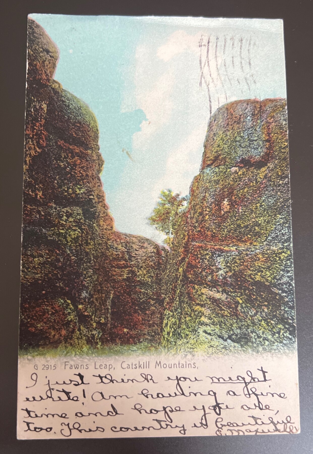 Postcard 1909 Fawns Leap Catskill Mountains NY Rotograph UDB Pre-Linen