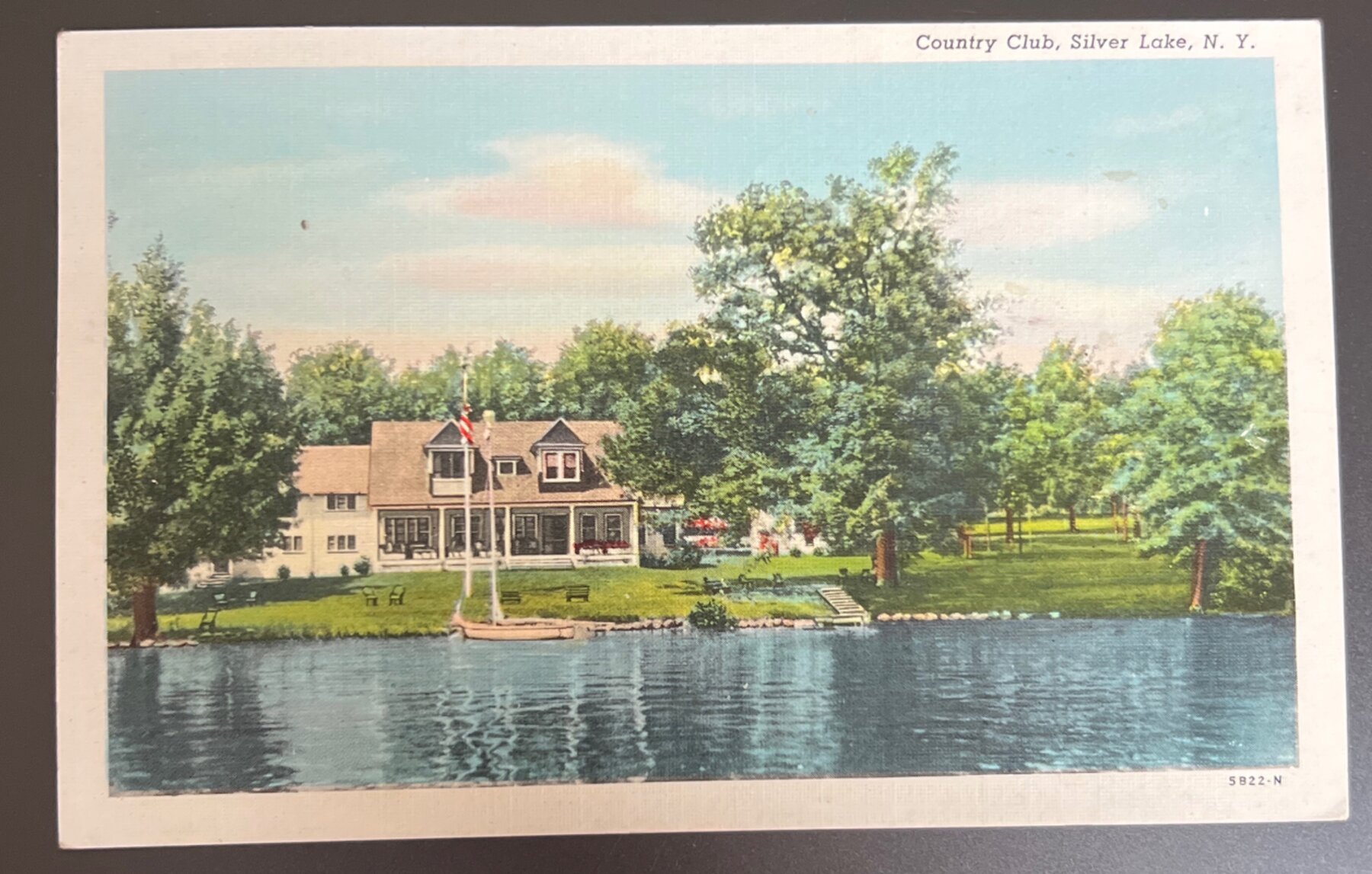 Postcard 1948 Country Club Silver Lake Perry NY Linen Curteich Used