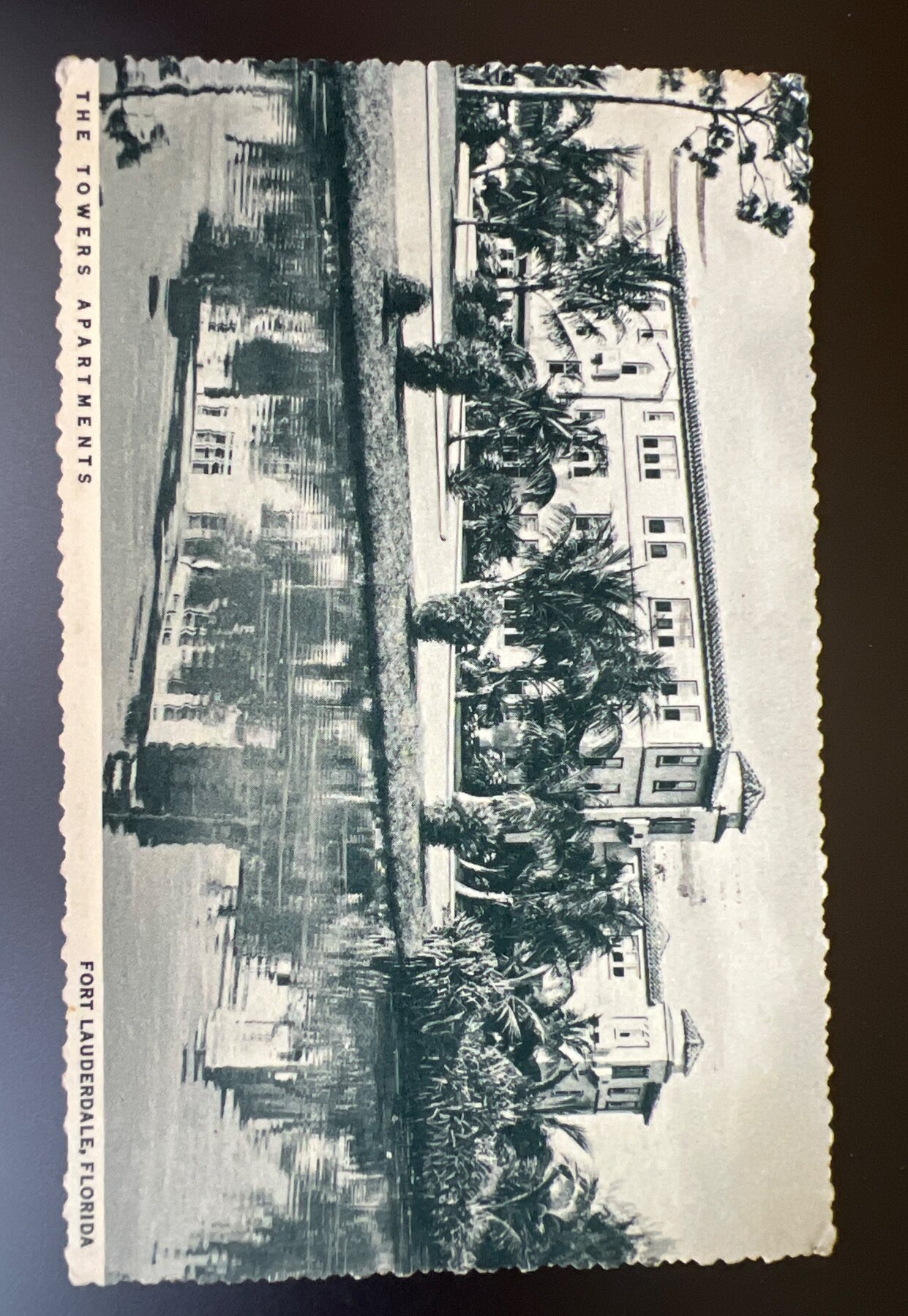 Towers Apartments Fort Lauderdale Florida Waterway Photo Postcard 1942
