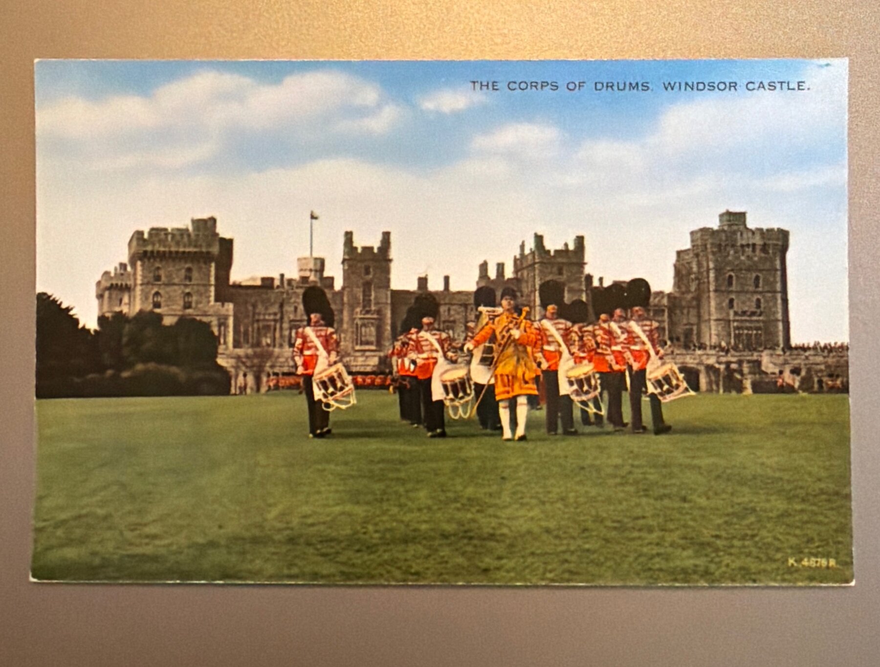 Postcard Chrome Windsor Castle Corps of Drums Valentine's Series England UK