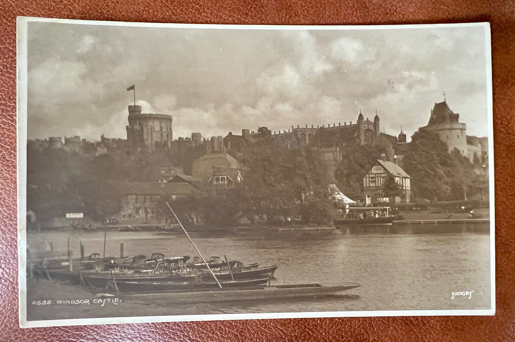 Windsor Castle from Thames Boats Judges RPPC c1920