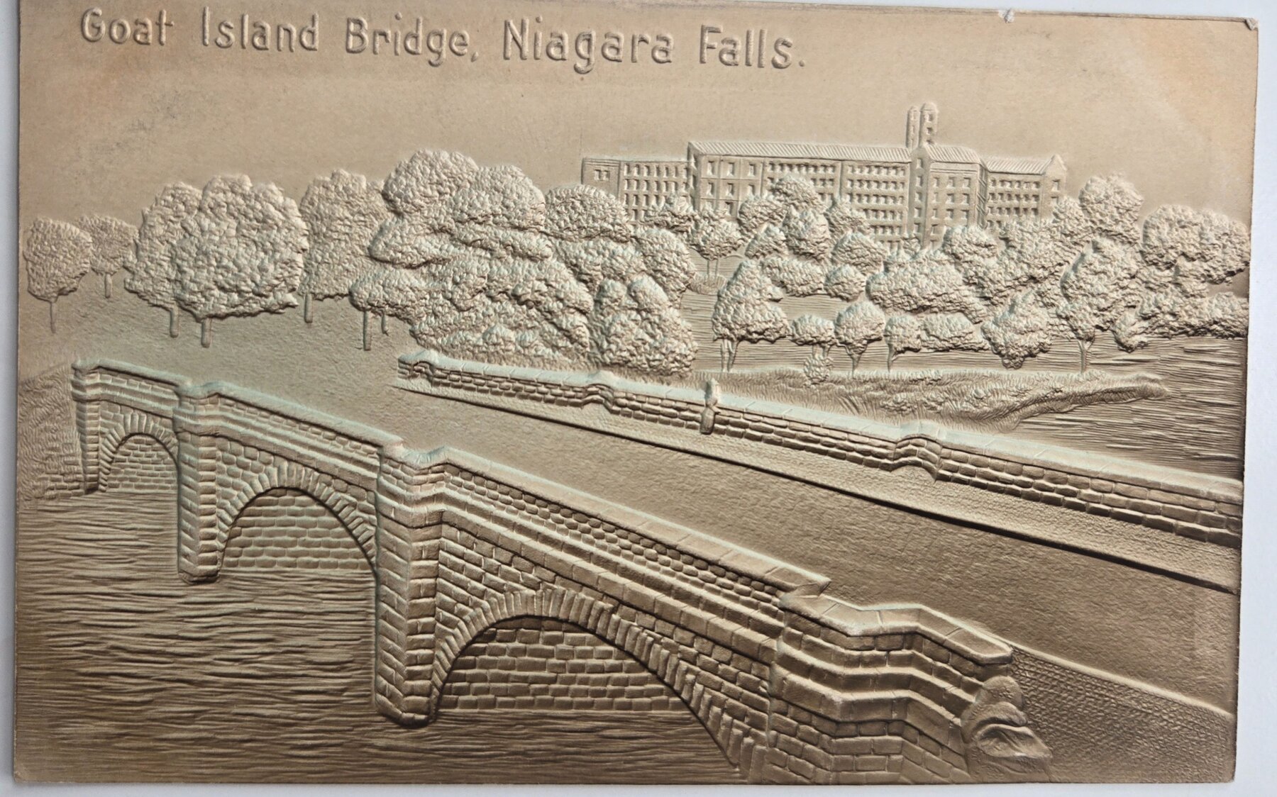 Goat Island Bridge Niagara Falls Embossed Relief Postcard 1907