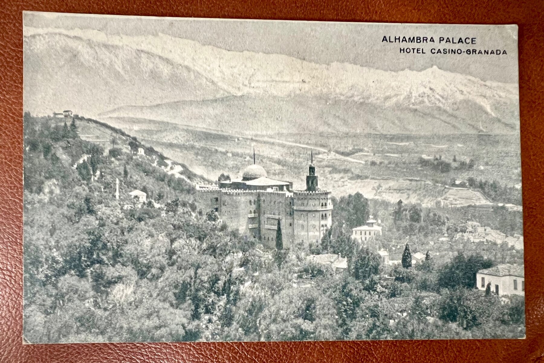 Alhambra Palace Hotel Casino Granada Spain Sierra Nevada Postcard c1915