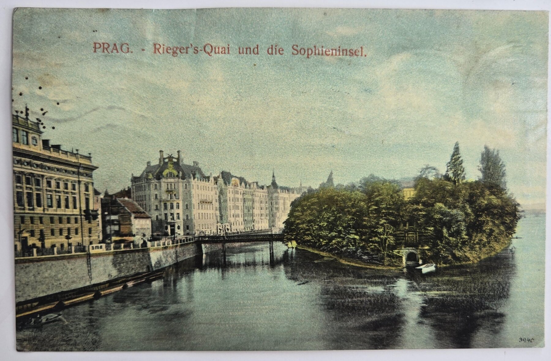 Prague Rieger Quai Sophieninsel Vltava River Bohemia Postcard 1910