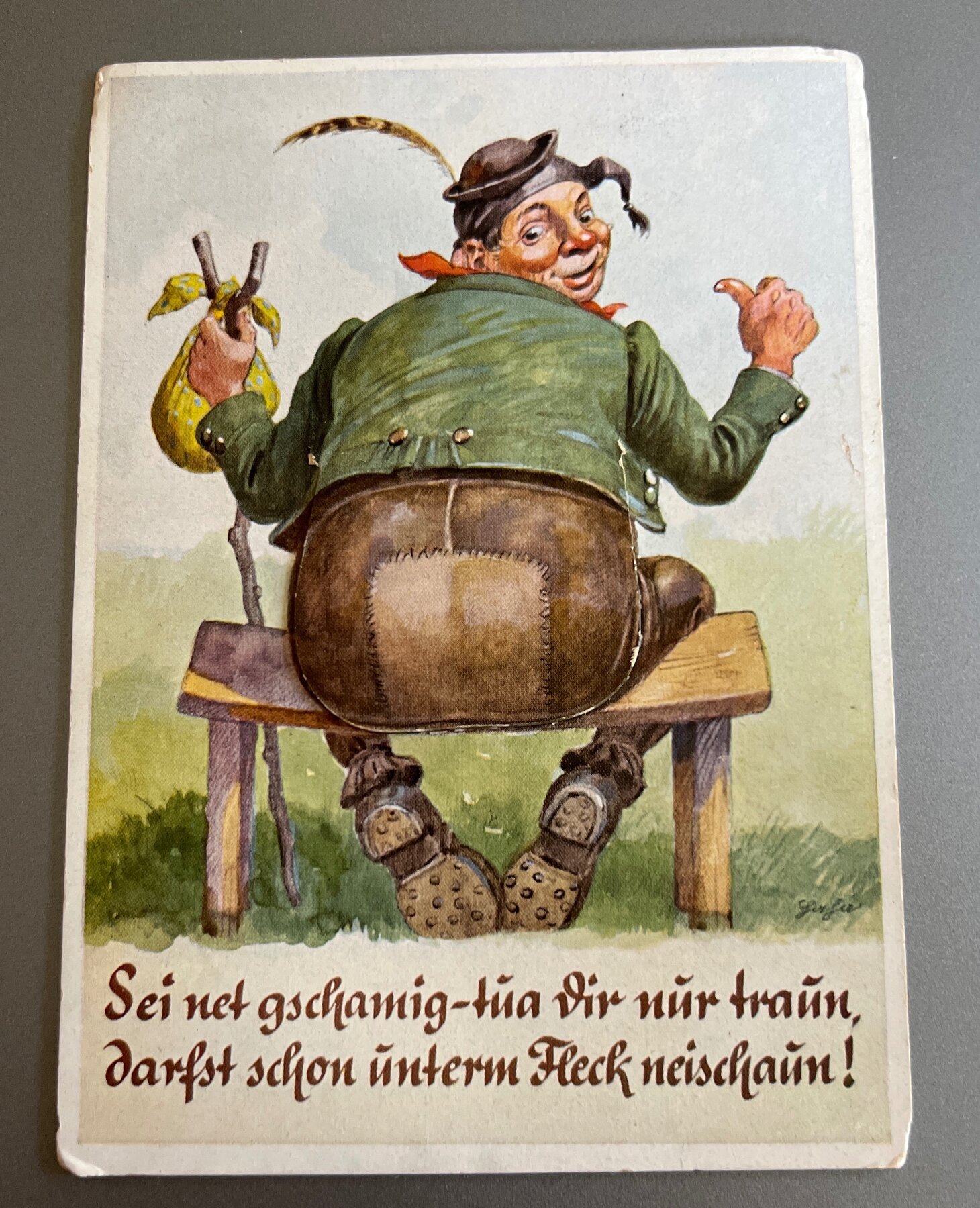 Postcard 1953 Munich Germany Humor Pull-Out Novelty Bavarian DVA Stamp