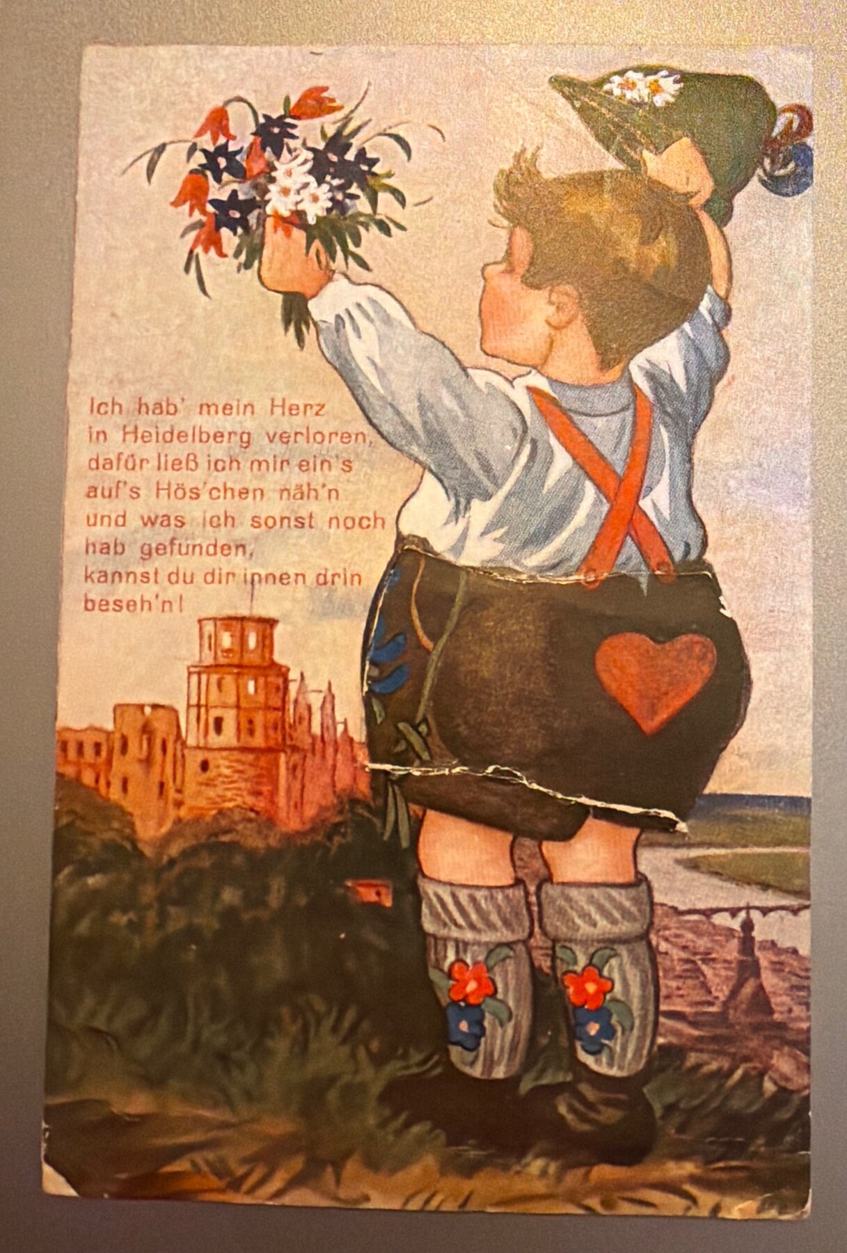Postcard 1936 Heidelberg Germany Novelty Fold-Out Hidden Views Mechanical