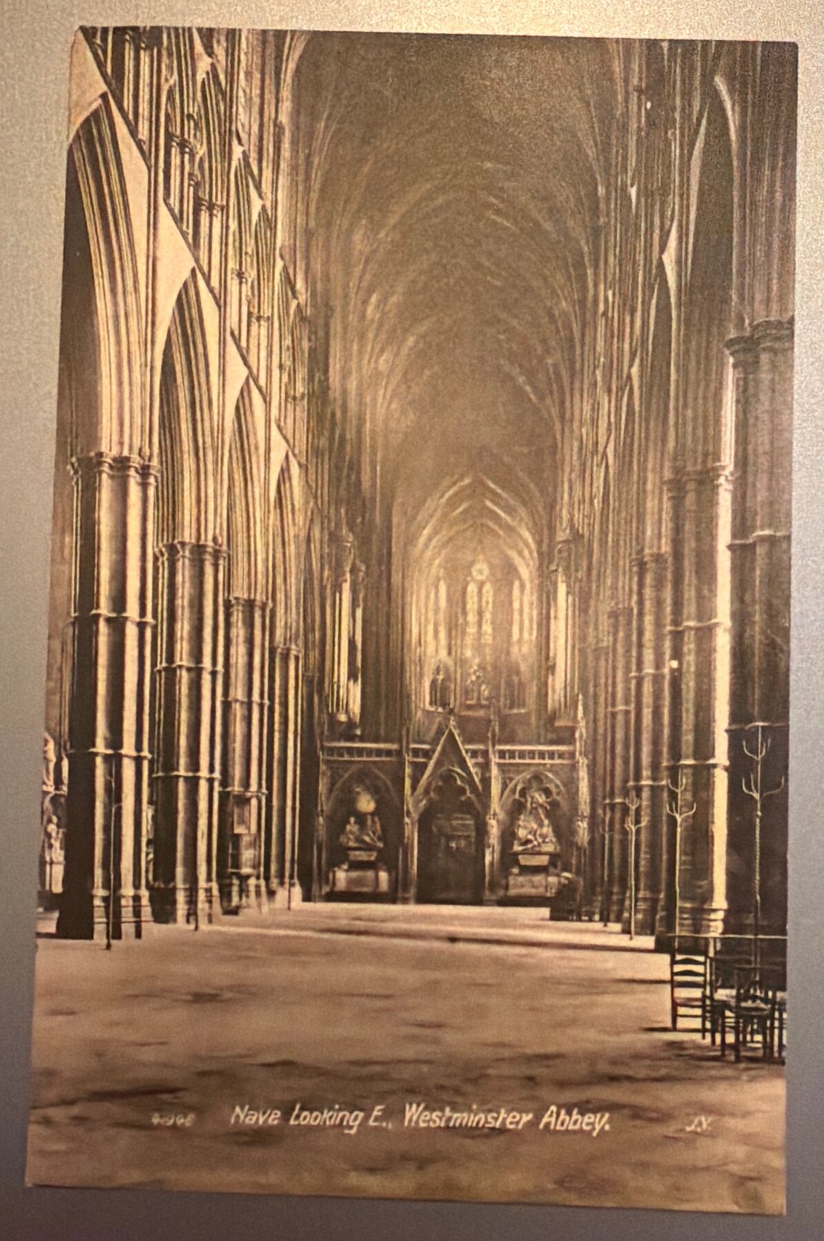 Postcard 1905 Westminster Abbey Nave Looking East Interior Valentine's Series