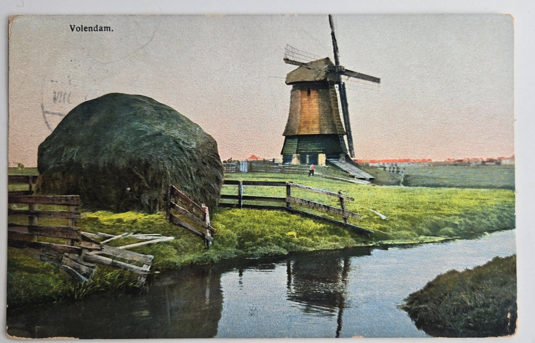 Volendam Windmill Canal Polder Netherlands Holland Postcard 1913