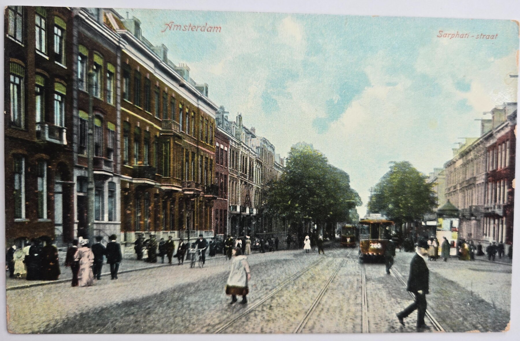 Amsterdam Sarphatistraat Street Scene Tram Netherlands Postcard 1910