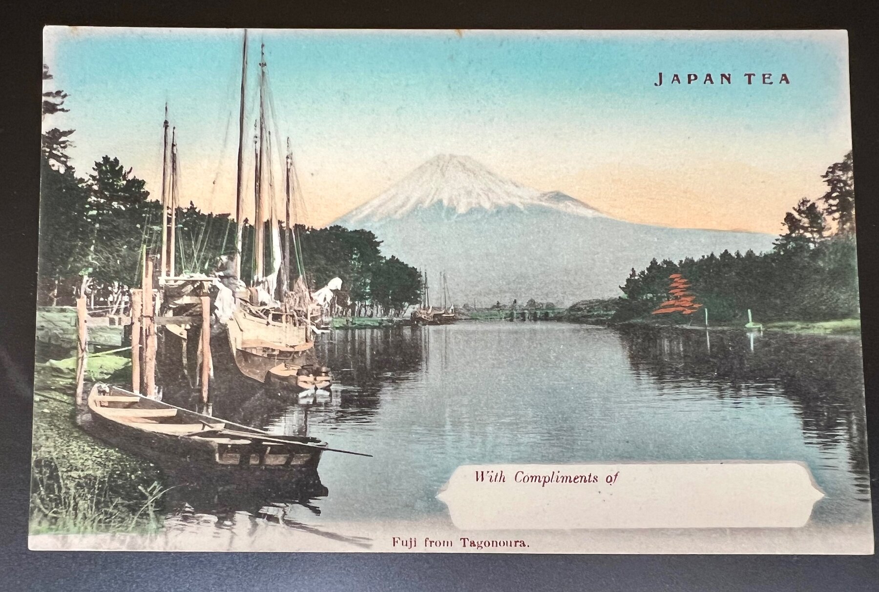 Japan Tea Advertising Mt Fuji from Tagonoura Postcard c1905