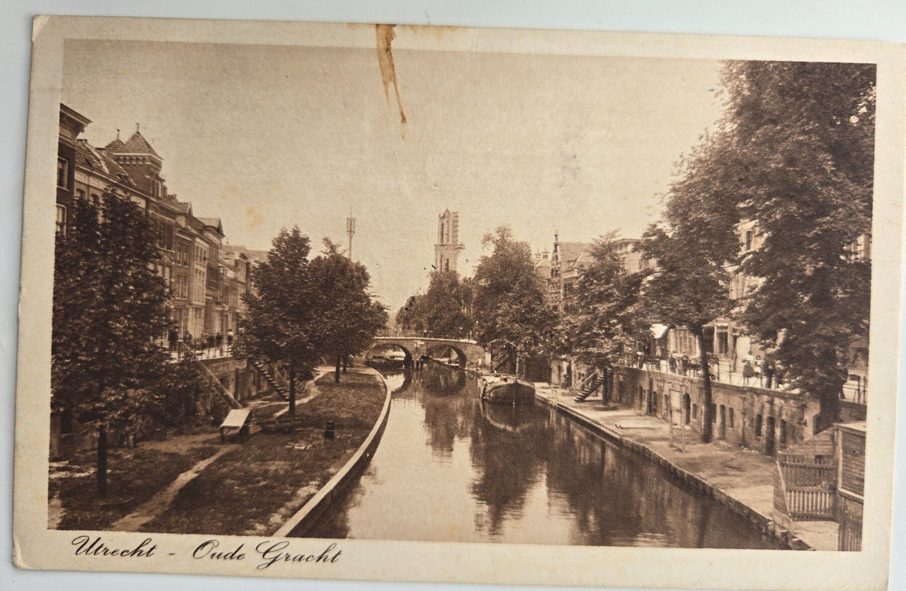 Utrecht Oude Gracht Canal Netherlands Holland Postcard 1923