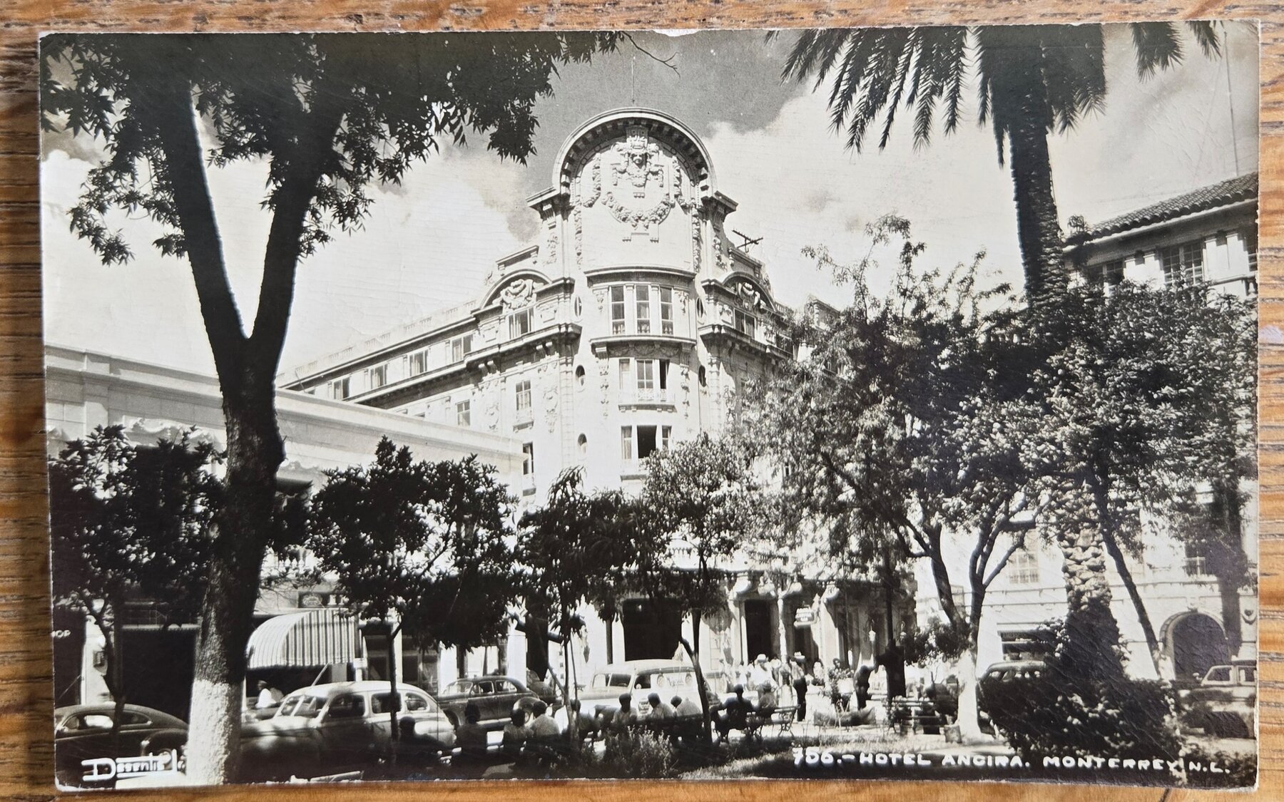 Hotel Ancira Monterrey Mexico RPPC Period Cars Desentis Postcard c1950