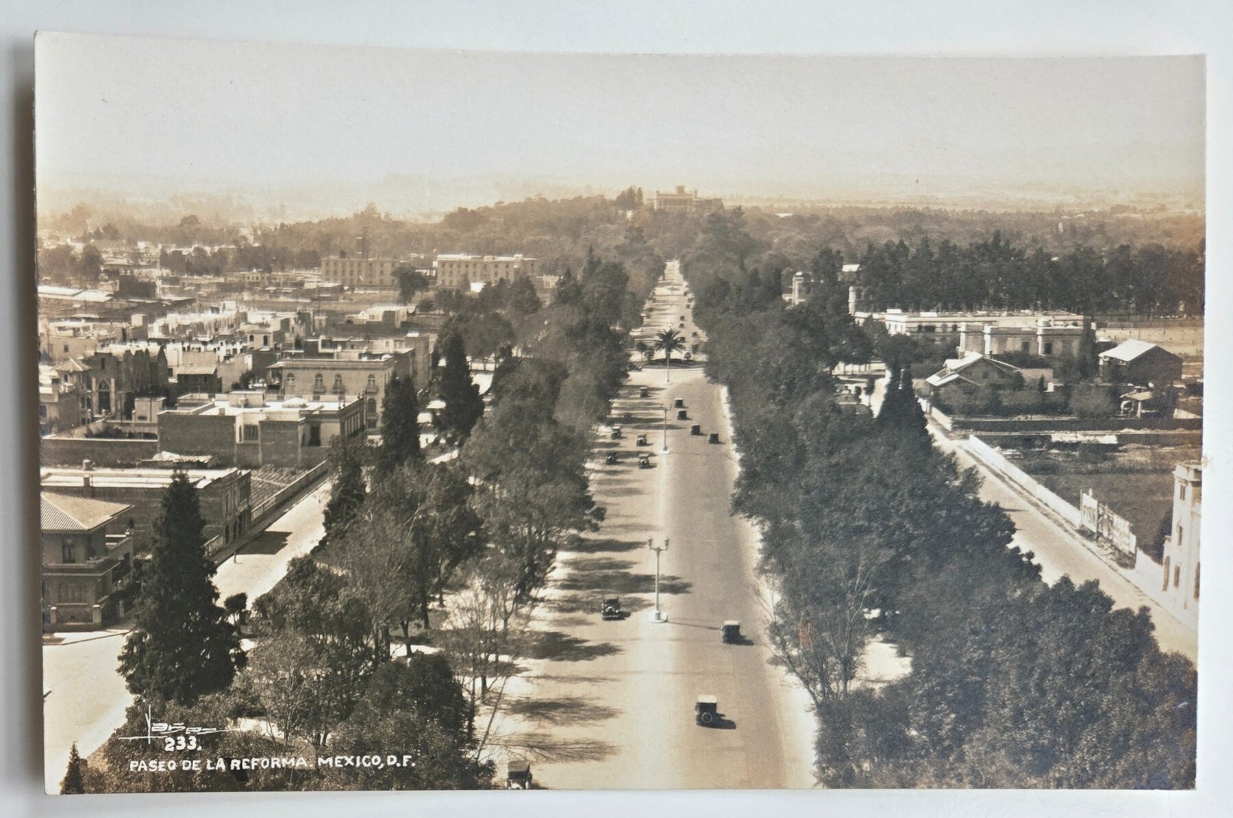 Paseo de la Reforma Avenue Mexico City Aerial View RPPC Postcard 1930