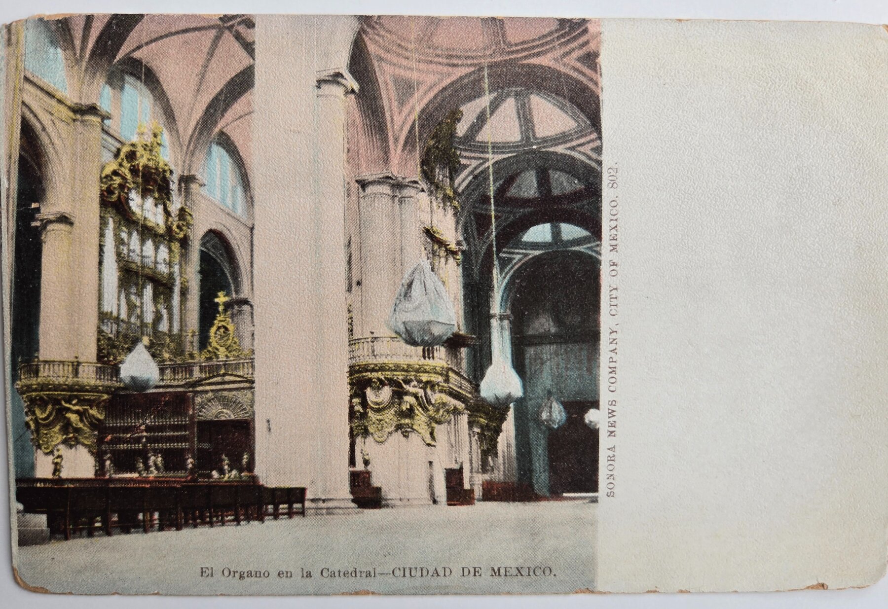 Mexico City Cathedral Organ Interior Baroque Postcard 1905