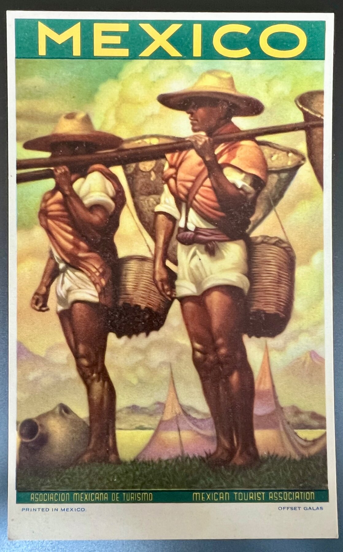 Mexico Tourist Association Poster Postcard 1940s Offset Galas