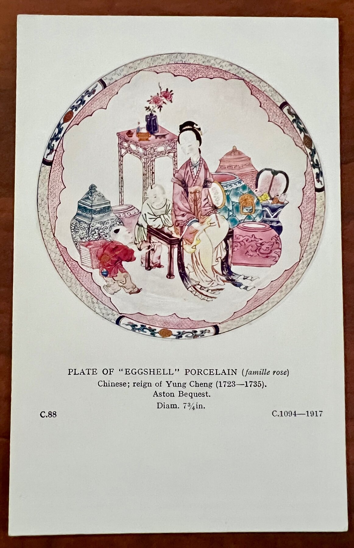 Chinese Eggshell Porcelain Famille Rose V&A Museum Art Postcard 1920s