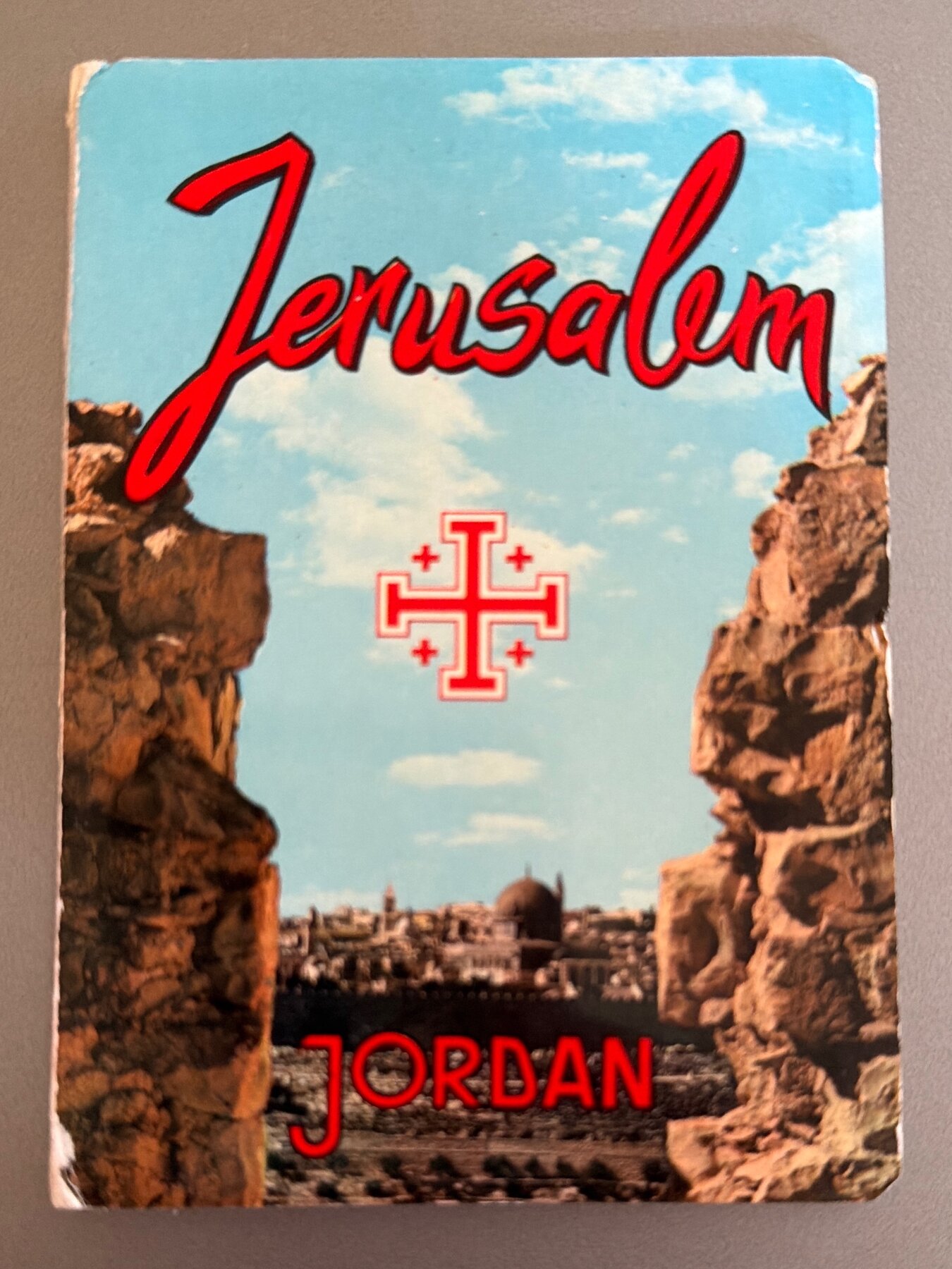 Postcard c1960 Jerusalem Jordan Pull-Out Souvenir Leporello Chrome Holy Land