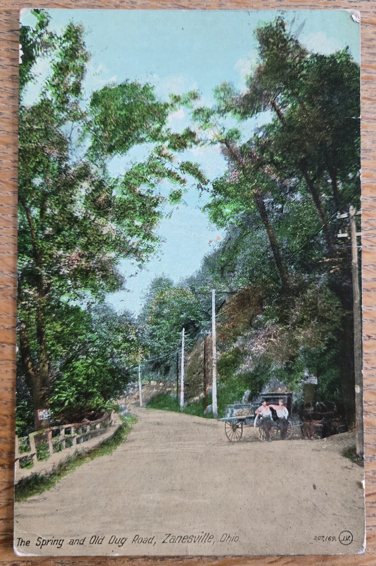 Zanesville Ohio Spring Old Dug Road Horse Cart Valentine Sons Postcard 1913