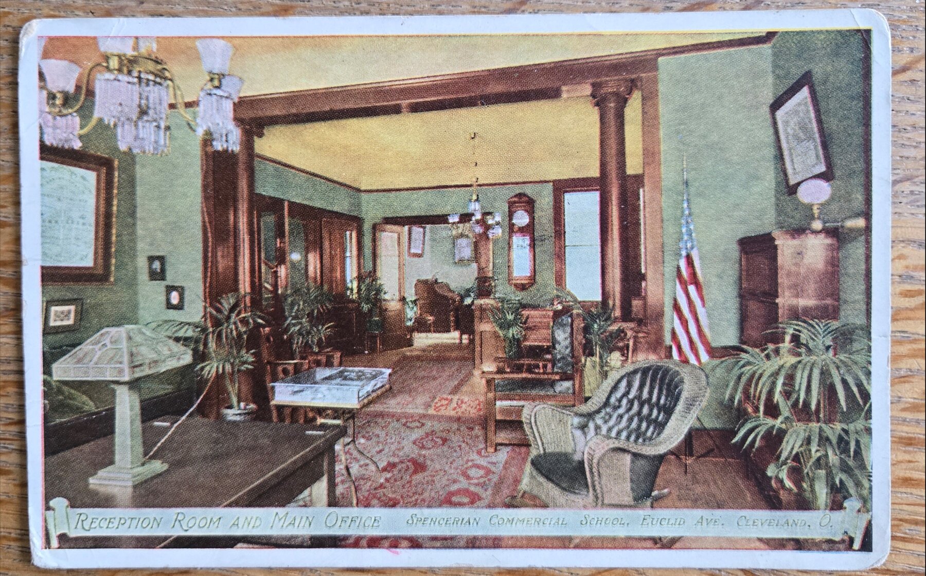 Spencerian Commercial School Cleveland Ohio Reception Room Interior Postcard c1910